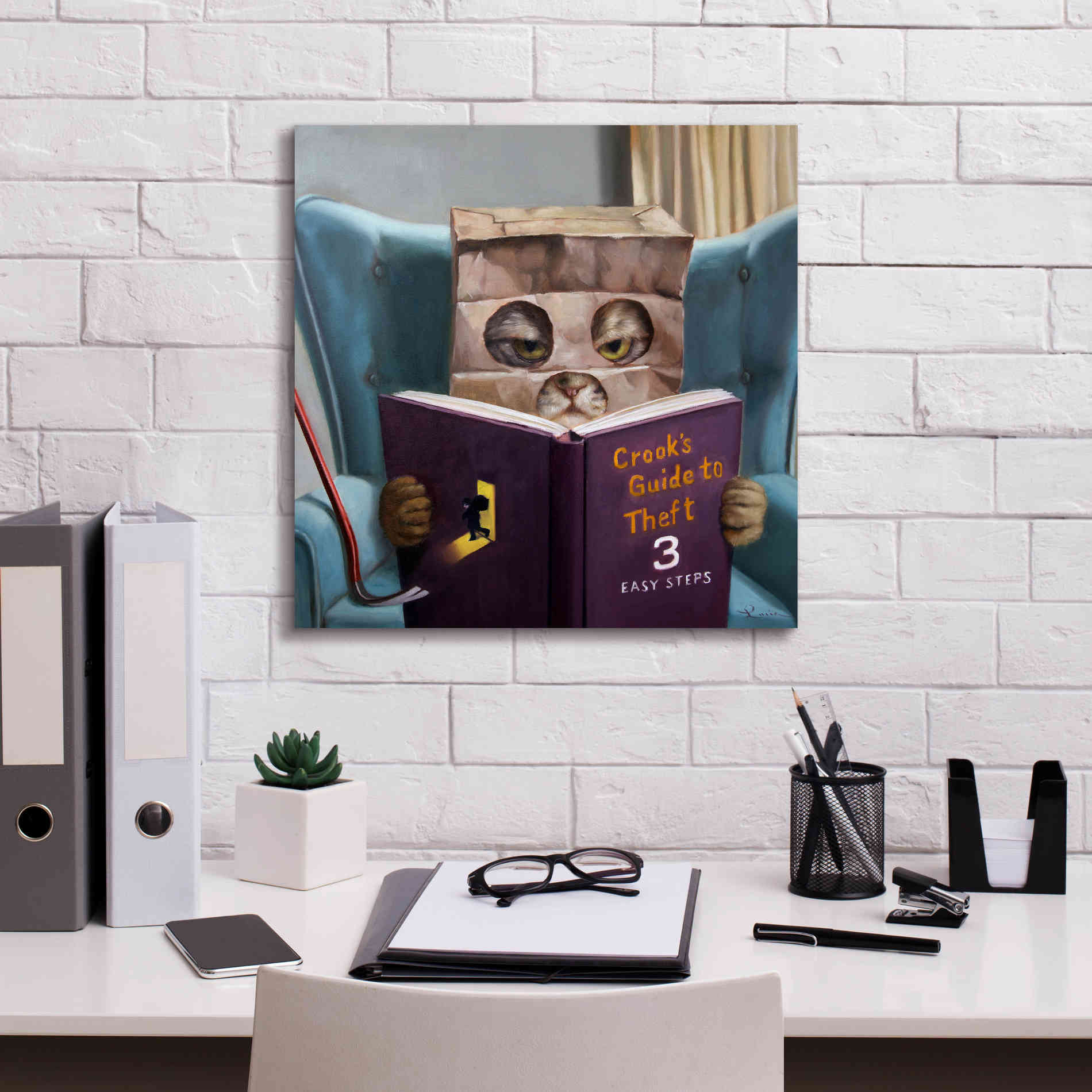 'Cat Burglar 2' by Lucia Heffernan, Canvas Wall Art,18x18