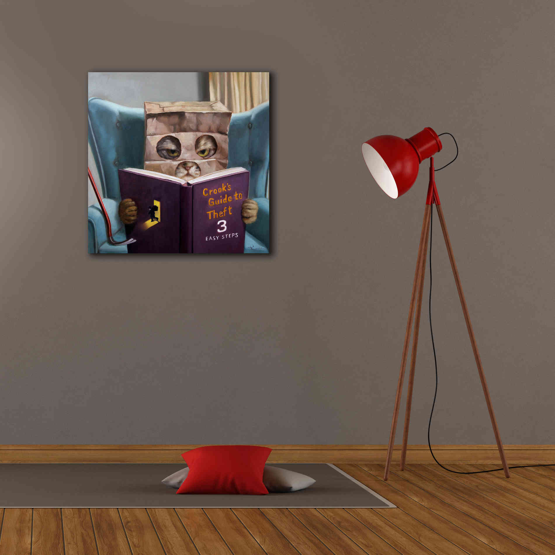 'Cat Burglar 2' by Lucia Heffernan, Canvas Wall Art,26x26