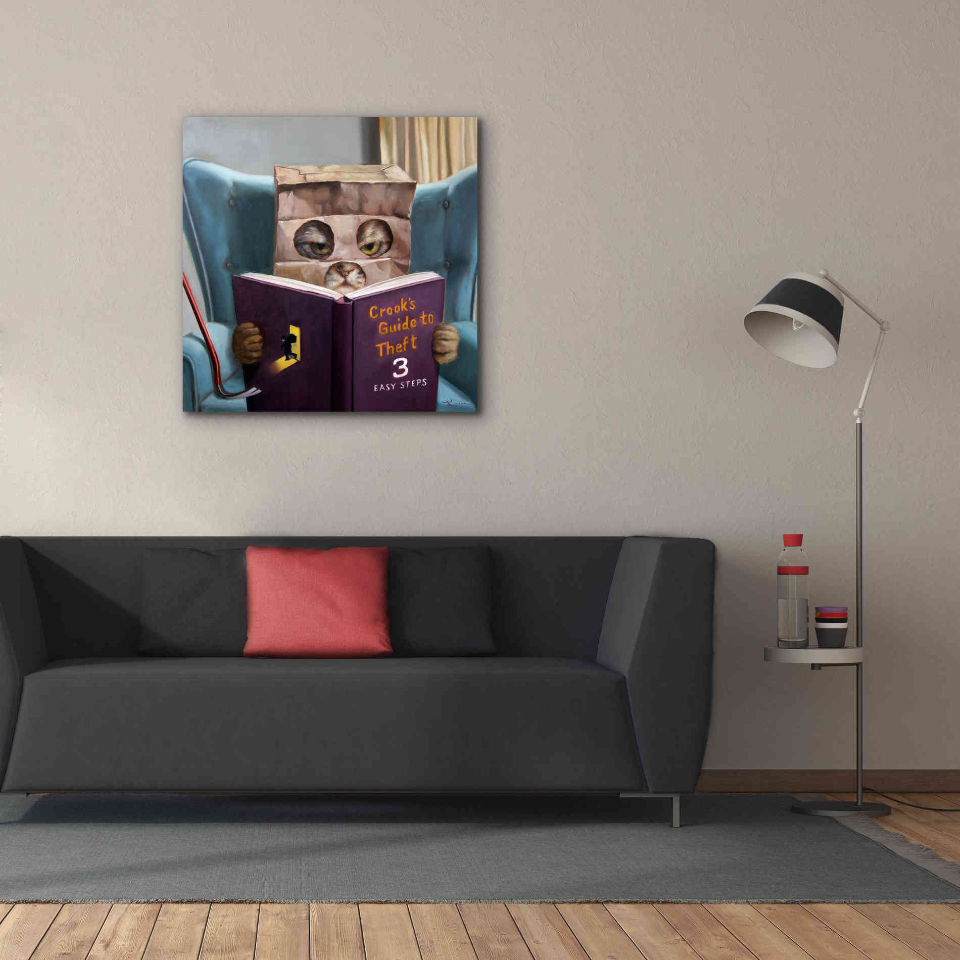 'Cat Burglar 2' by Lucia Heffernan, Canvas Wall Art,37x37