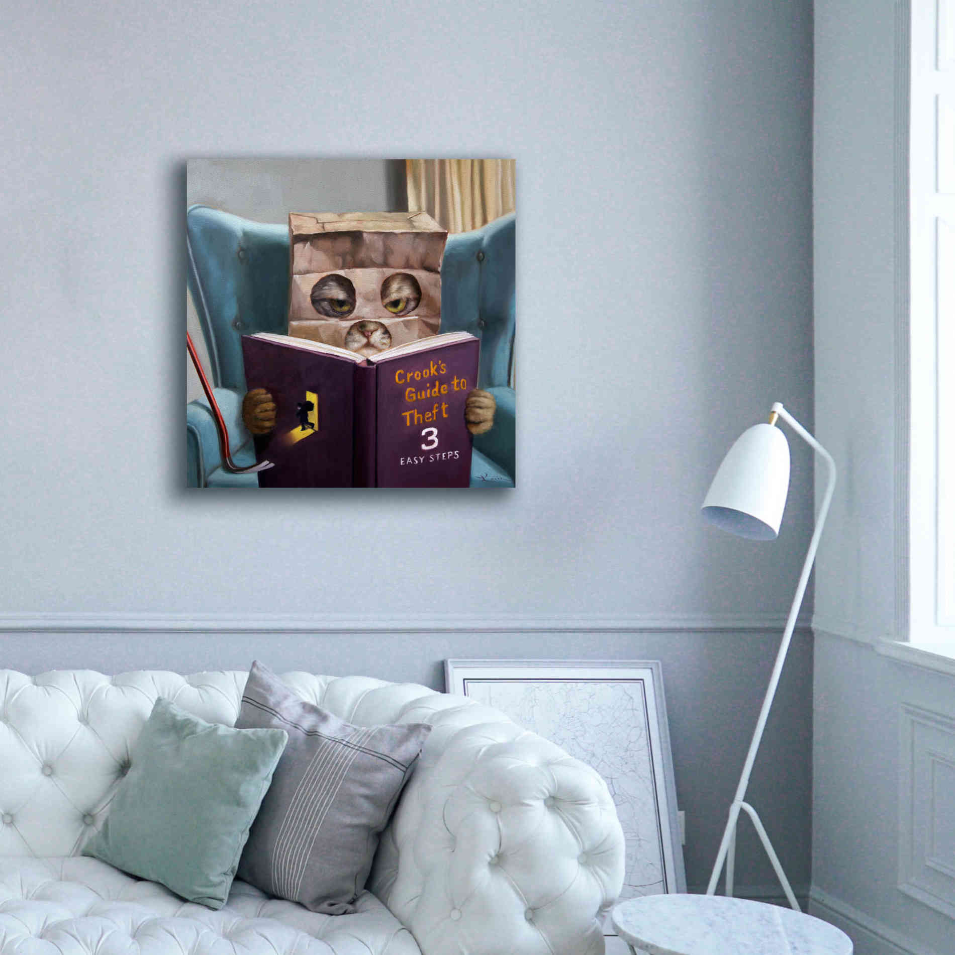 'Cat Burglar 2' by Lucia Heffernan, Canvas Wall Art,37x37