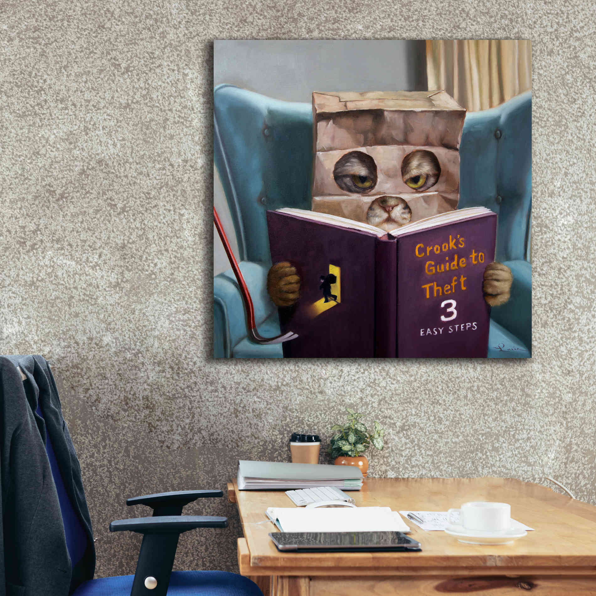 'Cat Burglar 2' by Lucia Heffernan, Canvas Wall Art,37x37