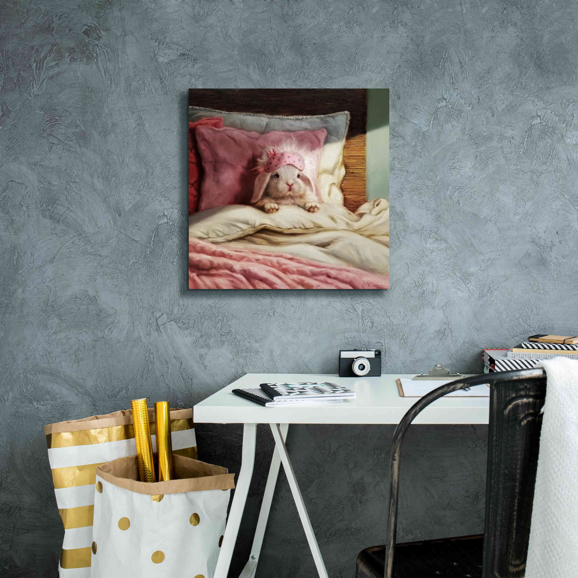 'Bed Hare' by Lucia Heffernan, Canvas Wall Art,18x18