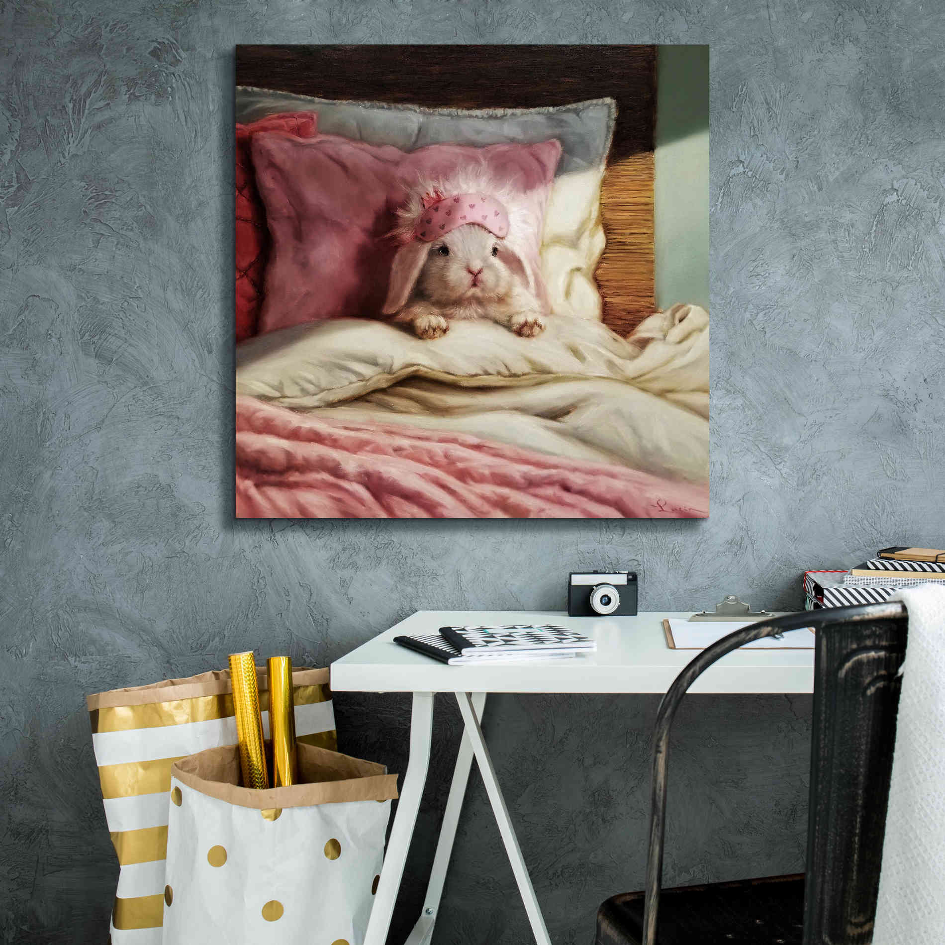 'Bed Hare' by Lucia Heffernan, Canvas Wall Art,26x26