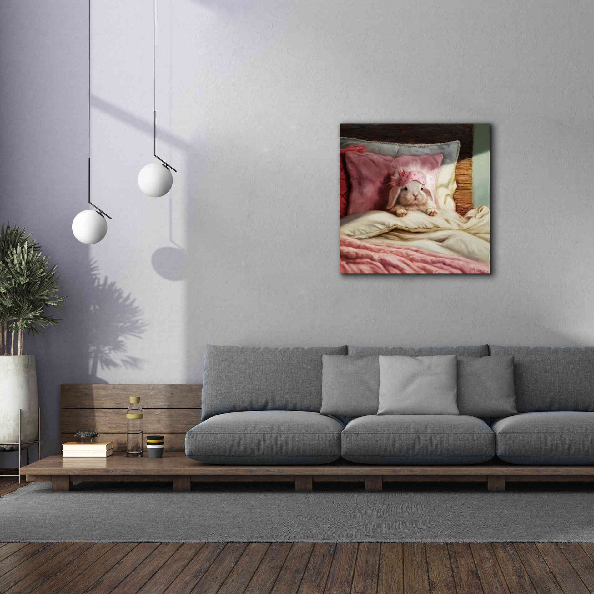 'Bed Hare' by Lucia Heffernan, Canvas Wall Art,37x37