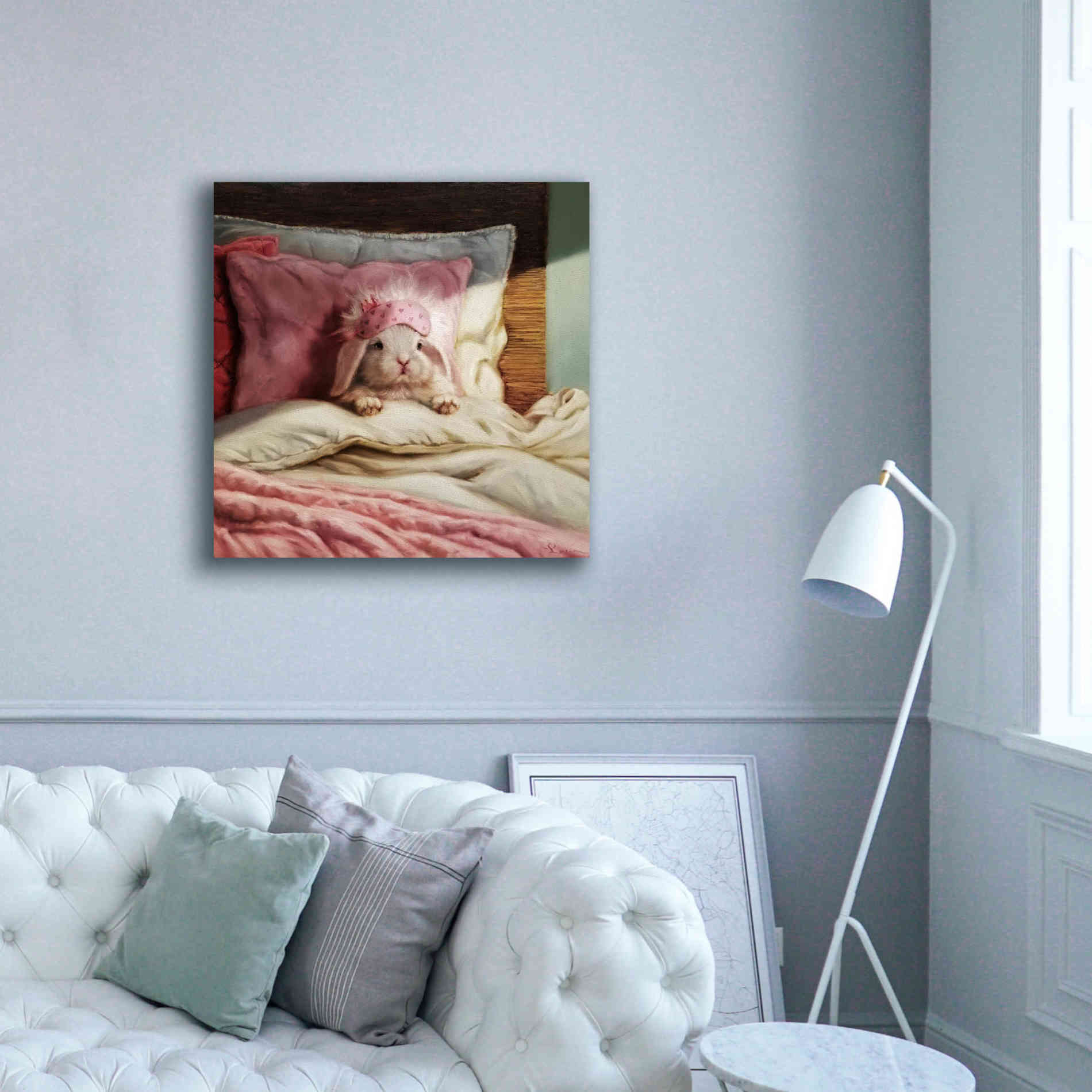 'Bed Hare' by Lucia Heffernan, Canvas Wall Art,37x37