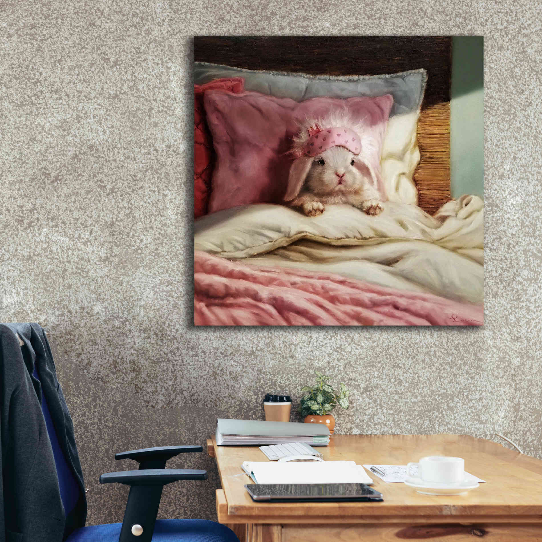 'Bed Hare' by Lucia Heffernan, Canvas Wall Art,37x37