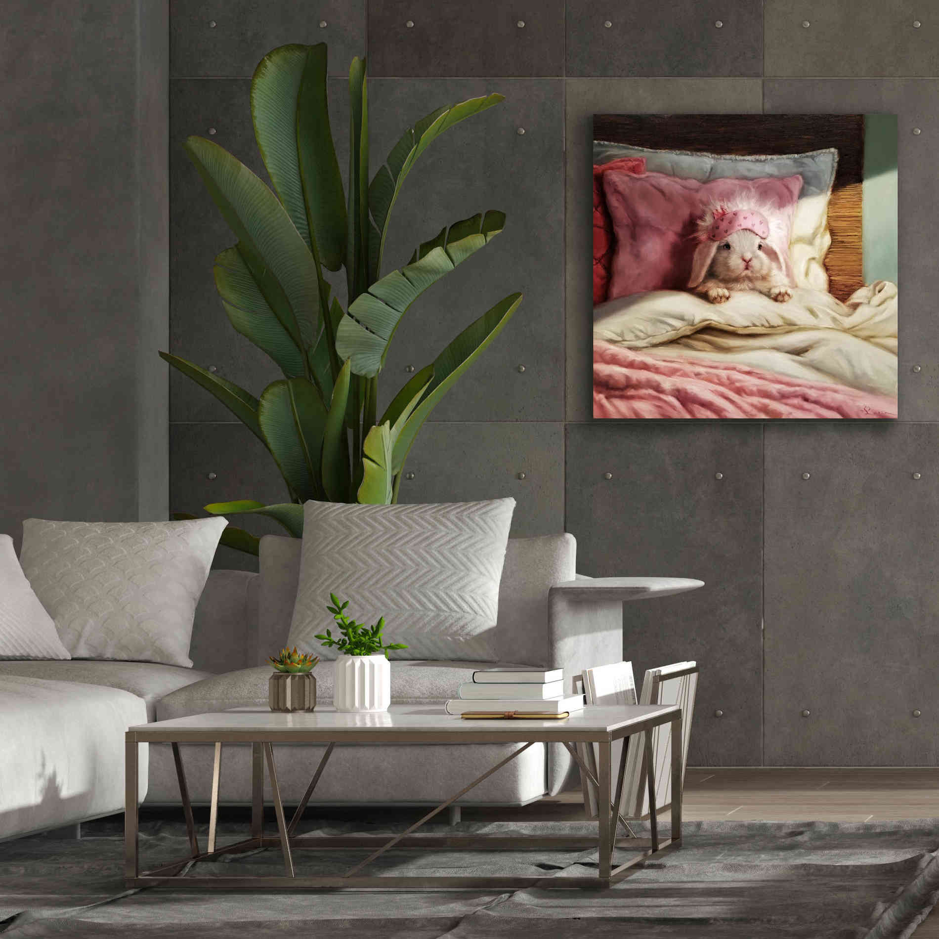 'Bed Hare' by Lucia Heffernan, Canvas Wall Art,37x37