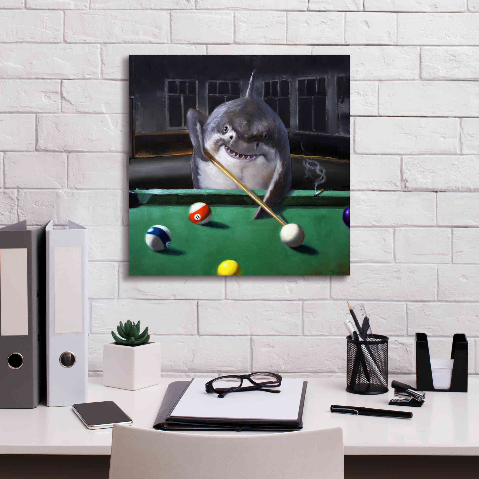 'Pool Shark' by Lucia Heffernan, Canvas Wall Art,18x18