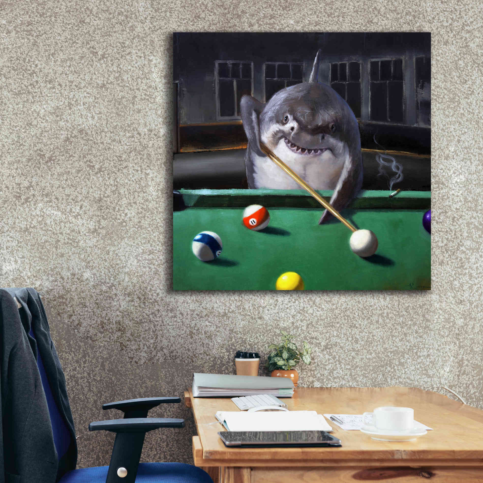 'Pool Shark' by Lucia Heffernan, Canvas Wall Art,37x37