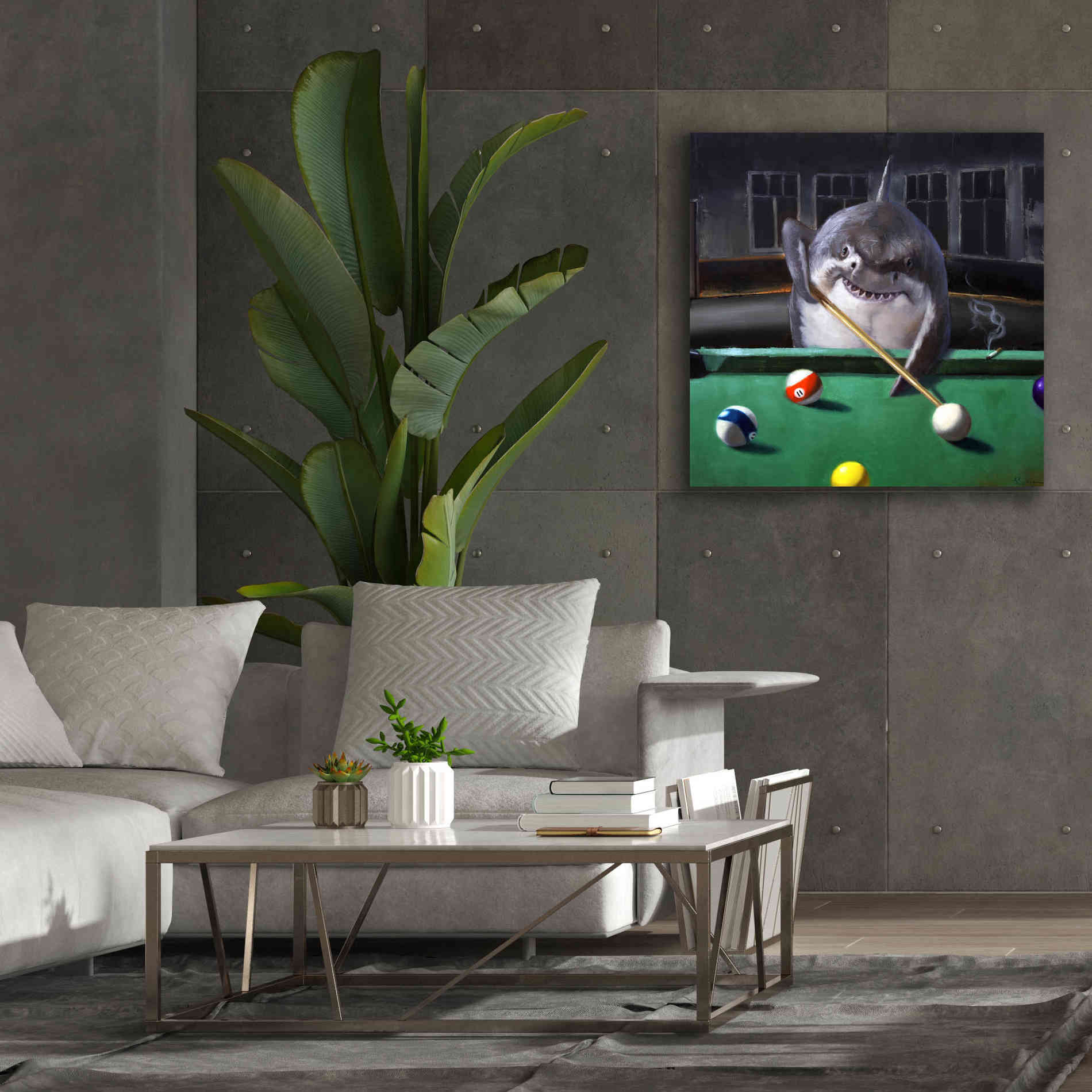 'Pool Shark' by Lucia Heffernan, Canvas Wall Art,37x37