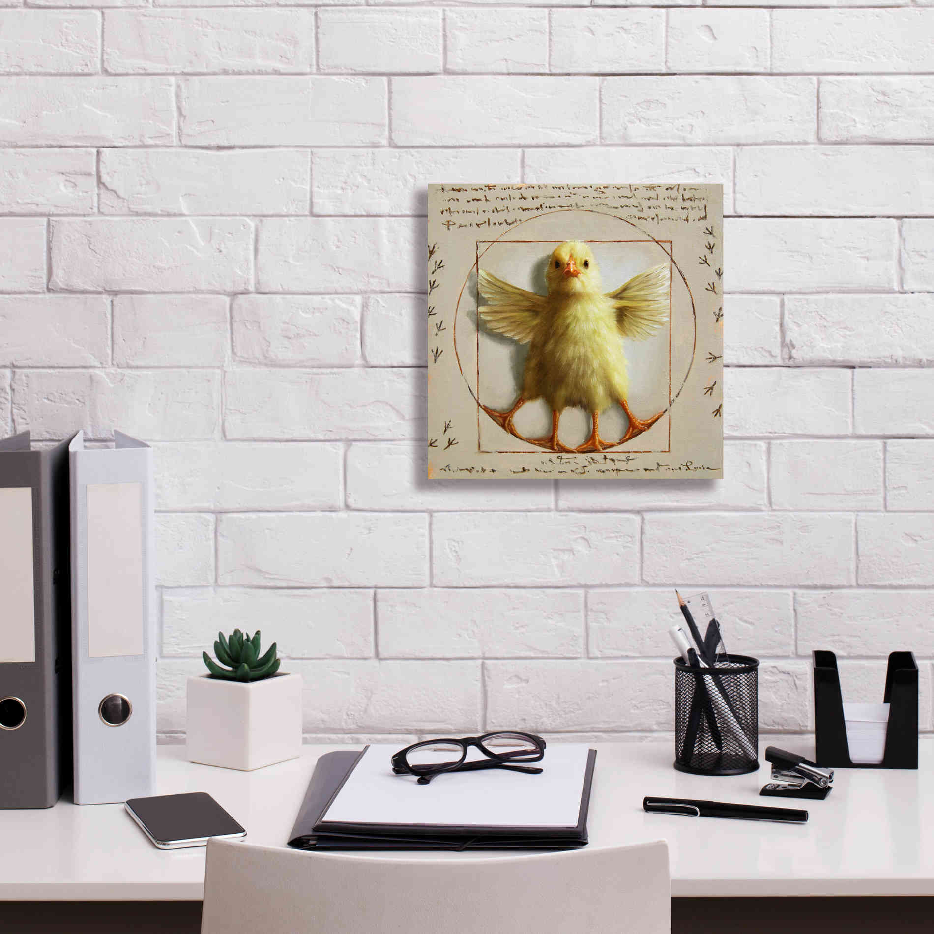 'Vitruvian Chick' by Lucia Heffernan, Canvas Wall Art,12x12