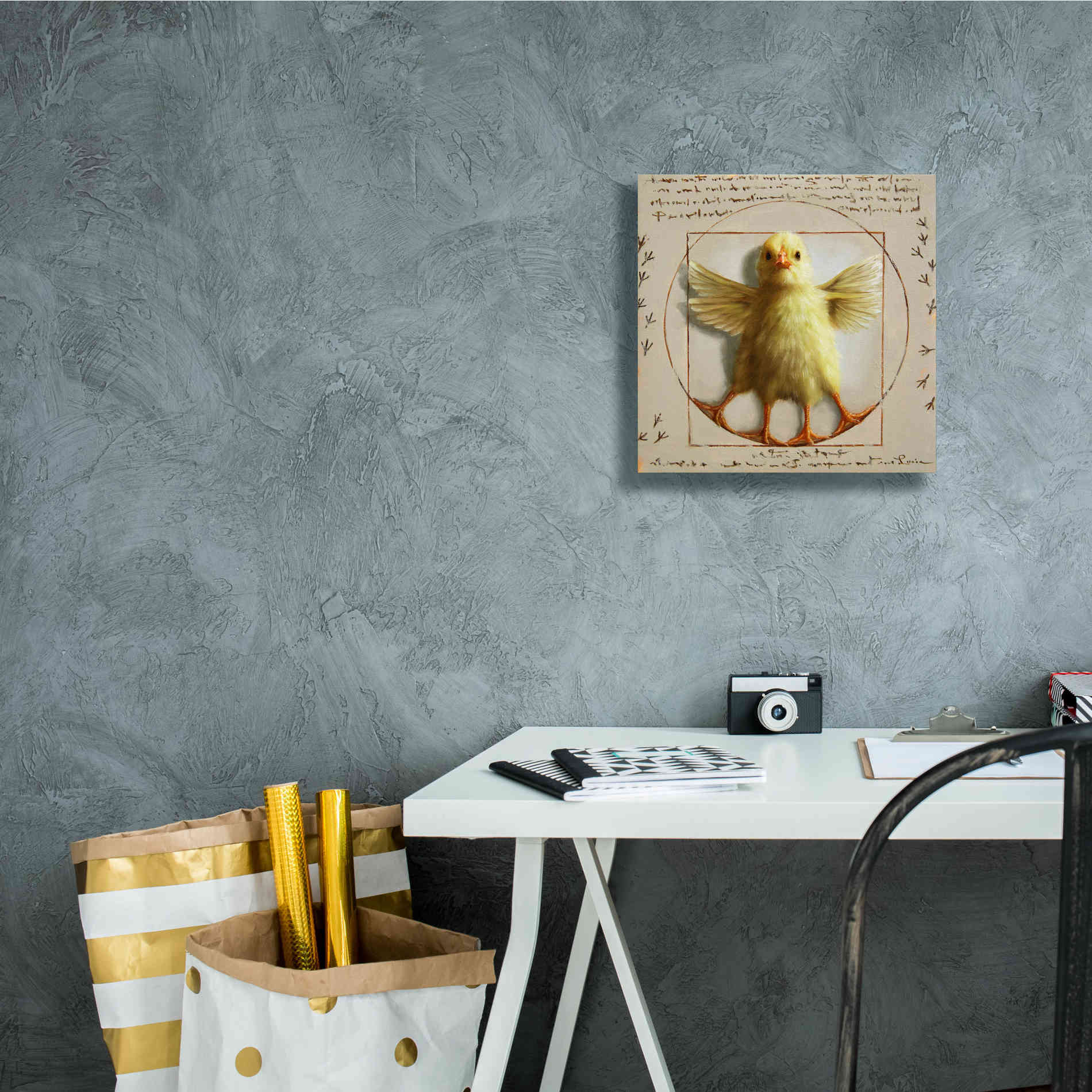 'Vitruvian Chick' by Lucia Heffernan, Canvas Wall Art,12x12