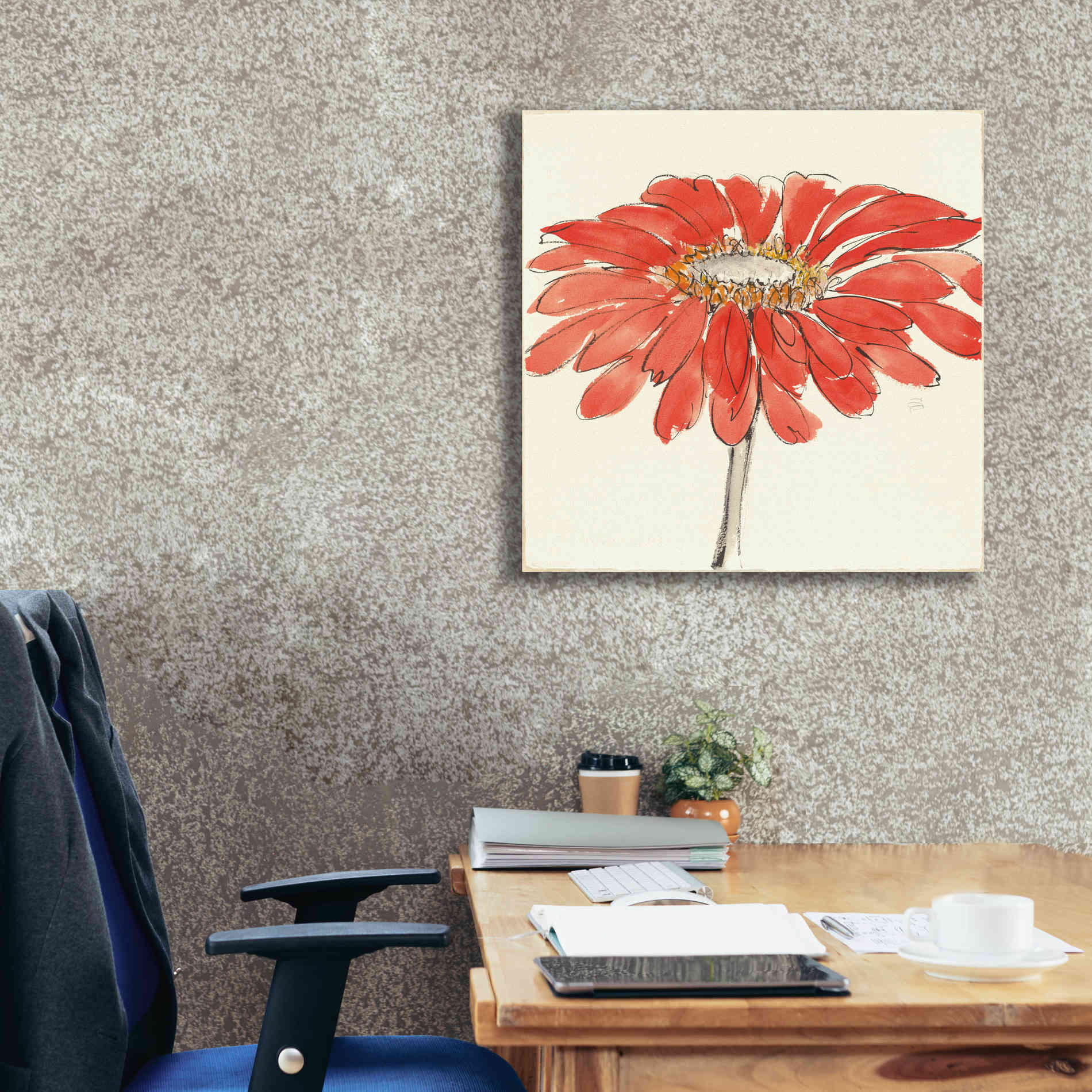 'Tangerine and Grey I' by Chris Paschke, Canvas Wall Art,26 x 26