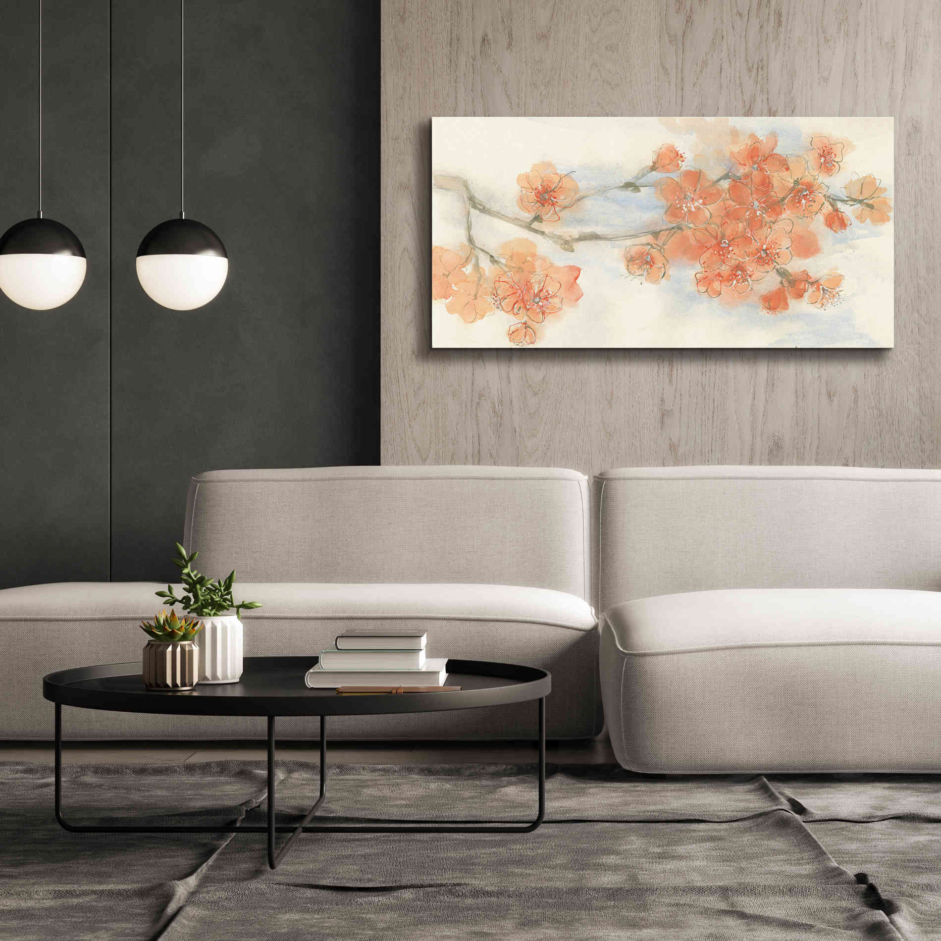 'Peach Blossom I' by Chris Paschke, Canvas Wall Art,60 x 30