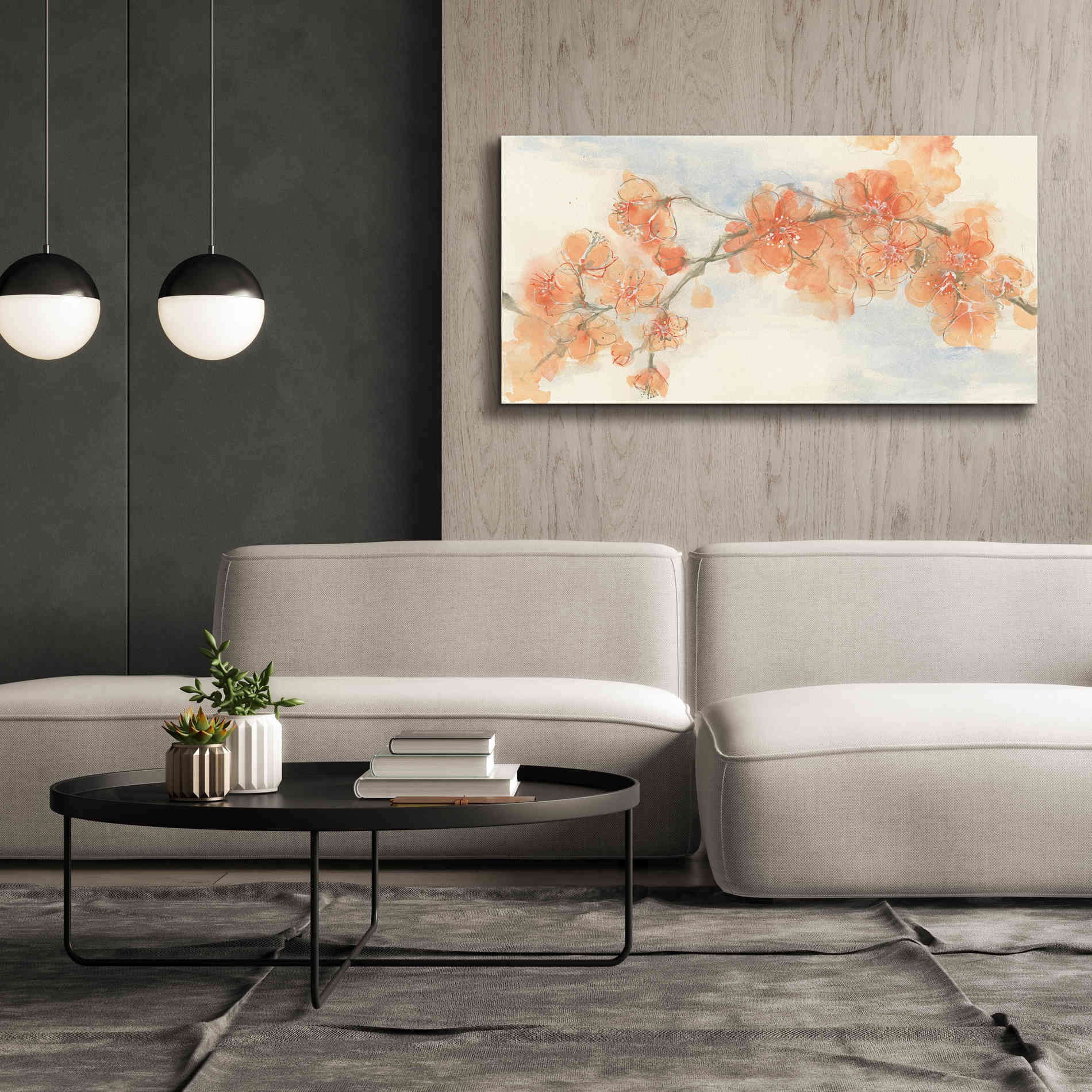 'Peach Blossom II' by Chris Paschke, Canvas Wall Art,60 x 30