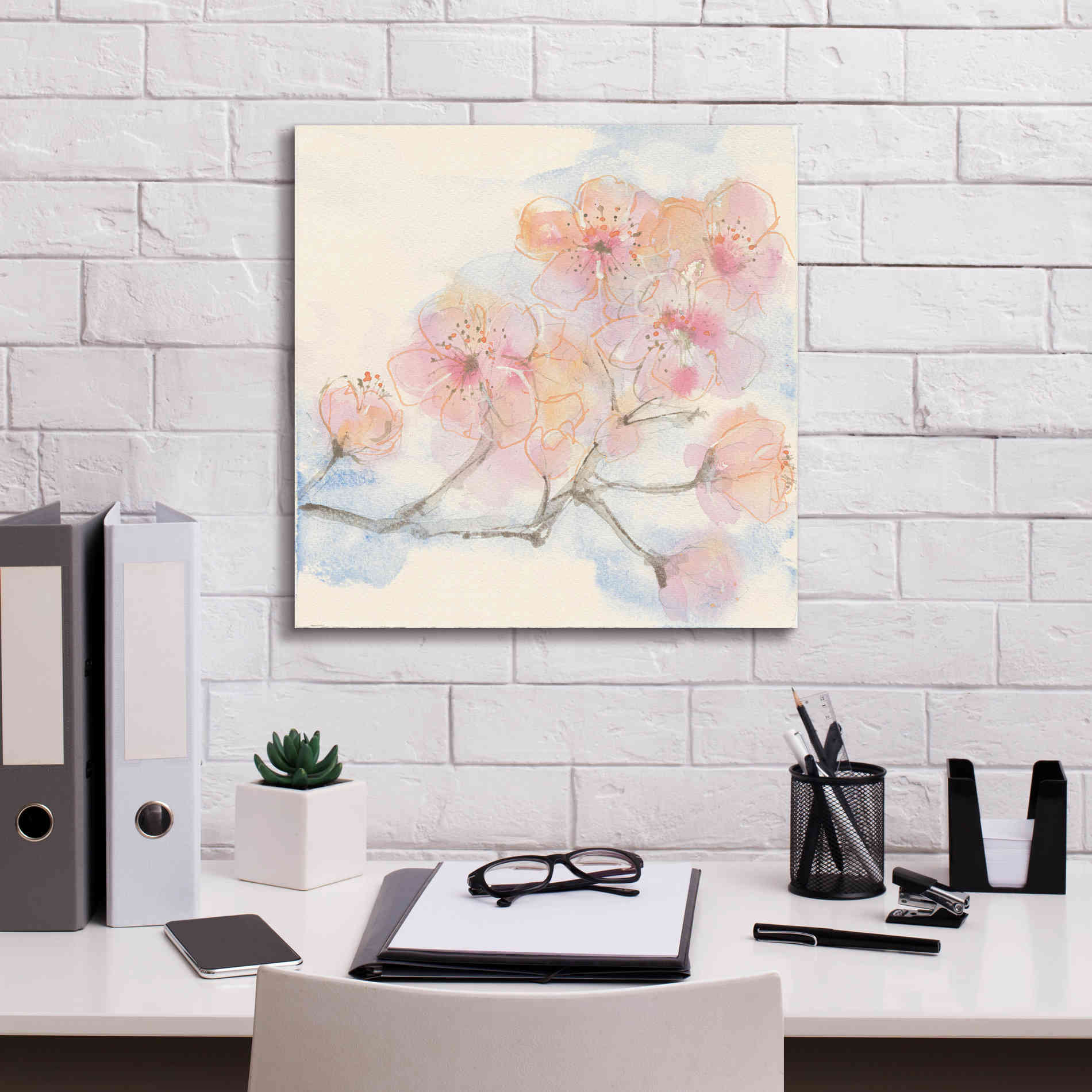 'Pink Blossoms III' by Chris Paschke, Canvas Wall Art,18 x 18