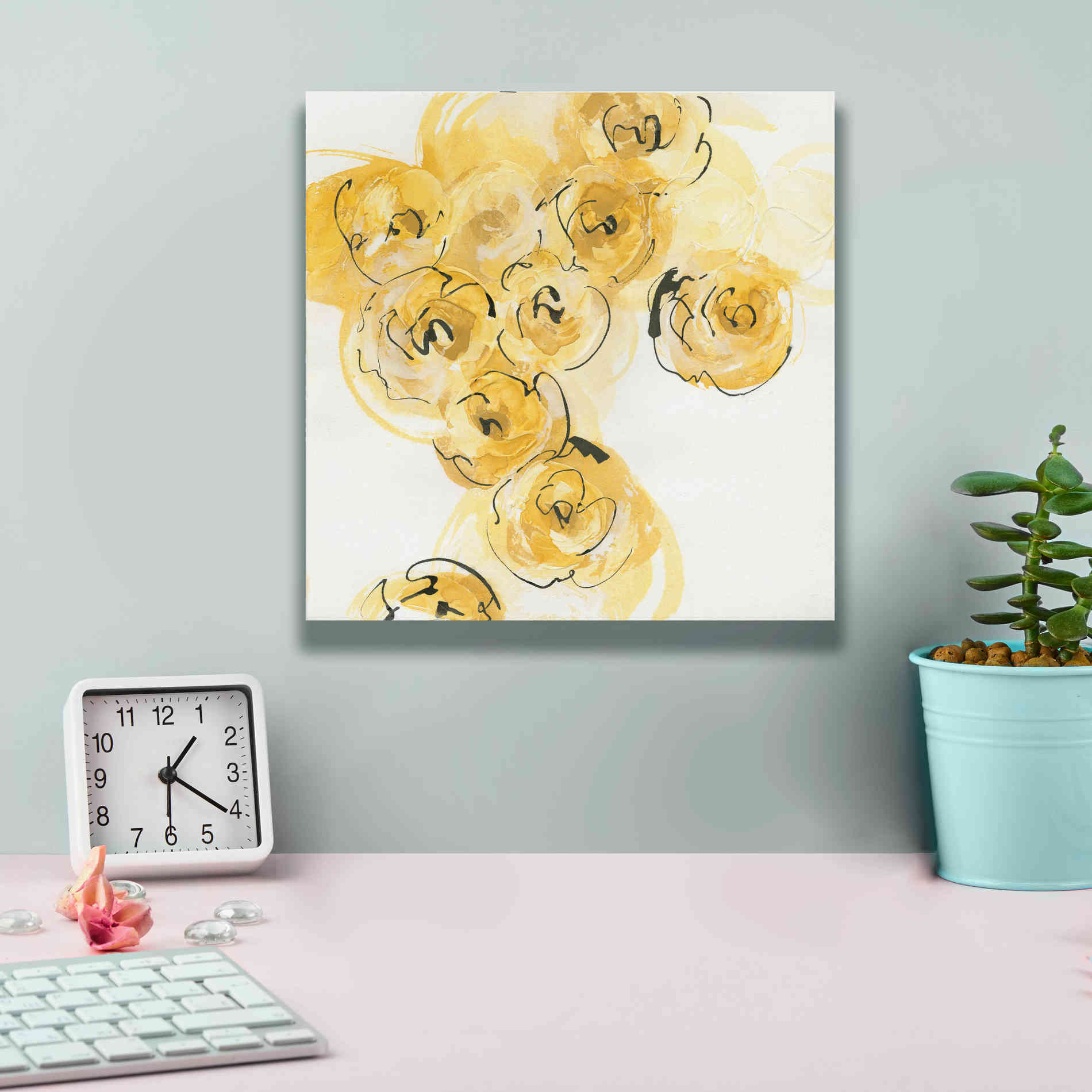 'Yellow Roses Anew I' by Chris Paschke, Canvas Wall Art,12 x 12