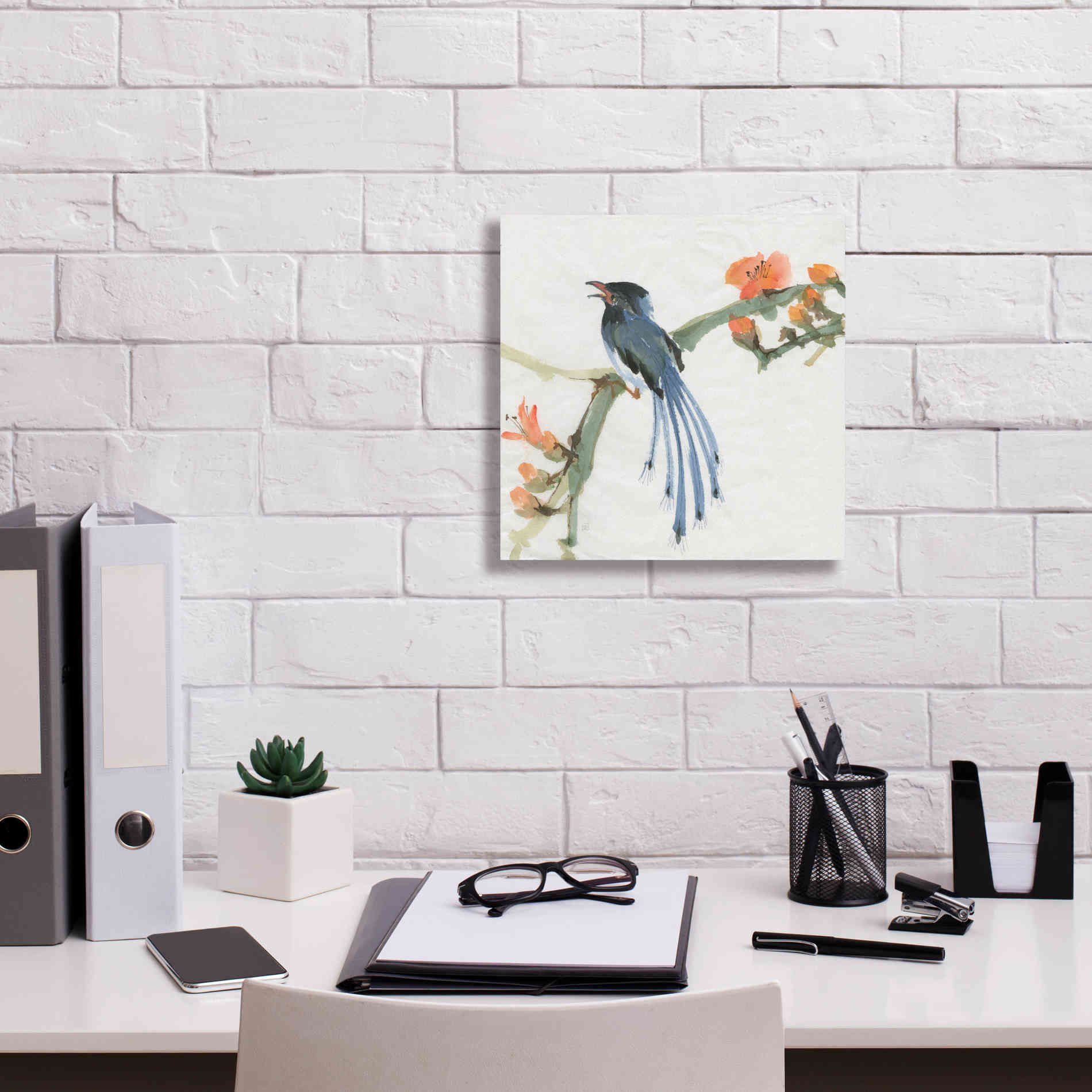 'Formosan Blue Magpie' by Chris Paschke, Canvas Wall Art,12 x 12