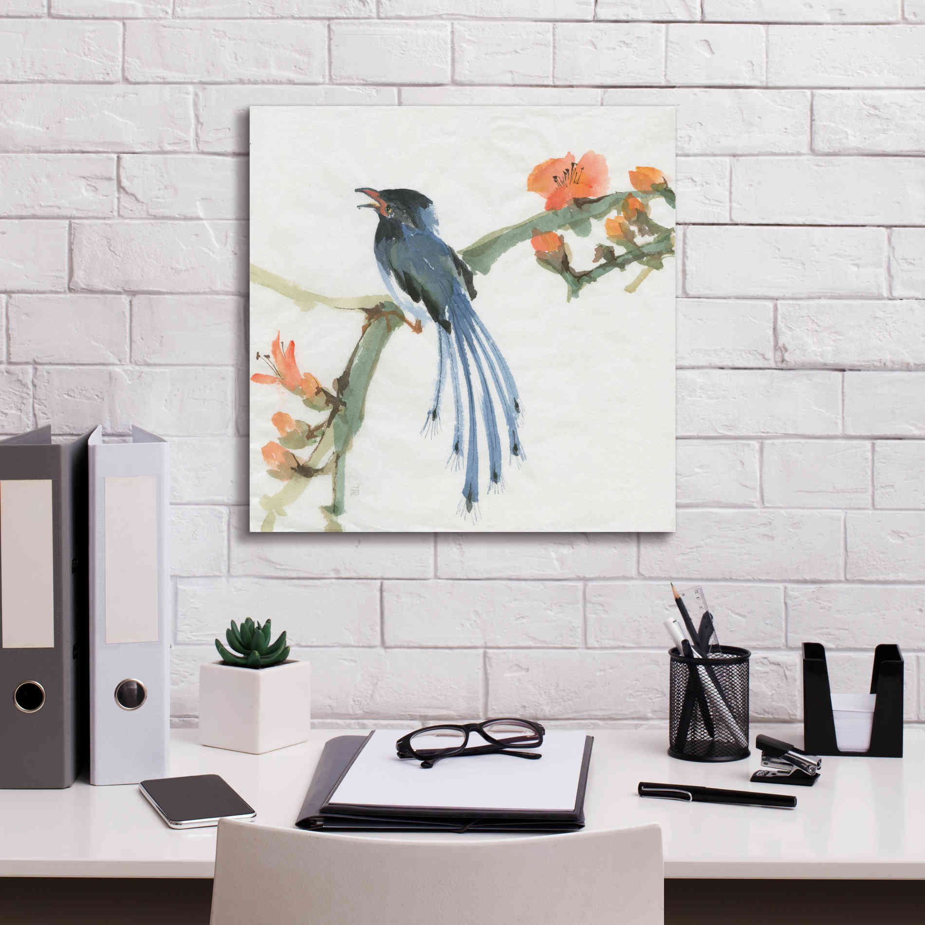 'Formosan Blue Magpie' by Chris Paschke, Canvas Wall Art,18 x 18