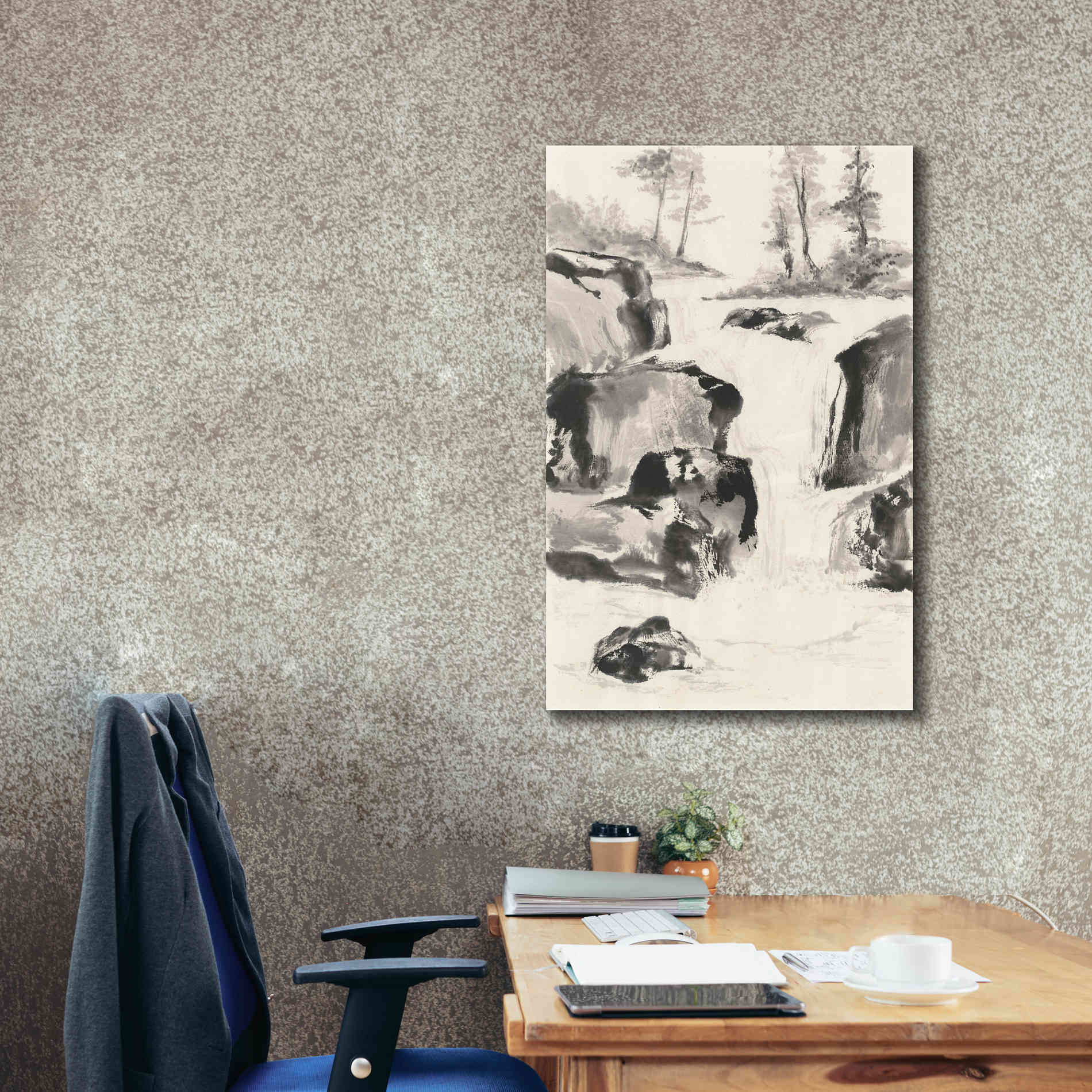 'Sumi Waterfall II' by Chris Paschke, Canvas Wall Art,26 x 40