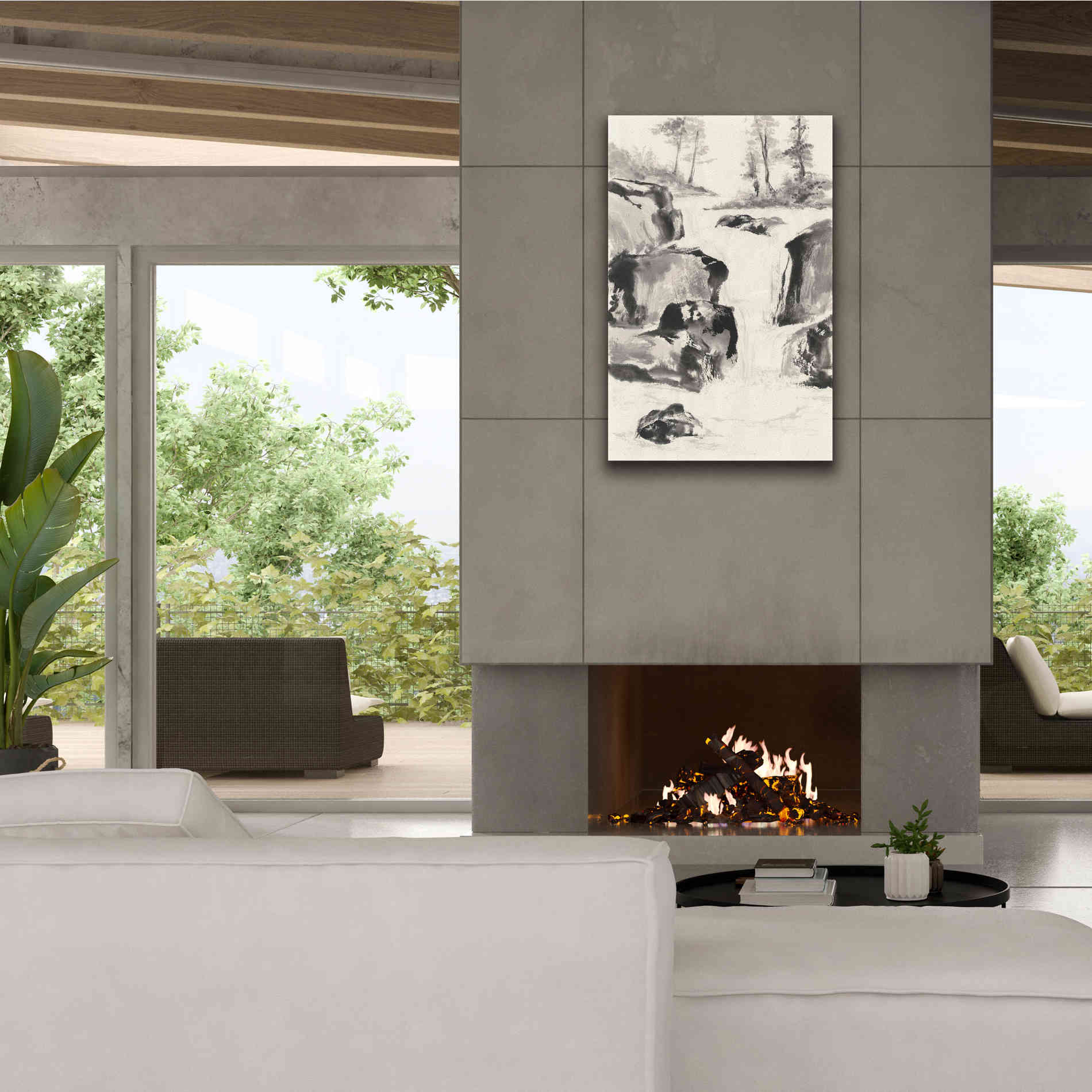 'Sumi Waterfall II' by Chris Paschke, Canvas Wall Art,26 x 40