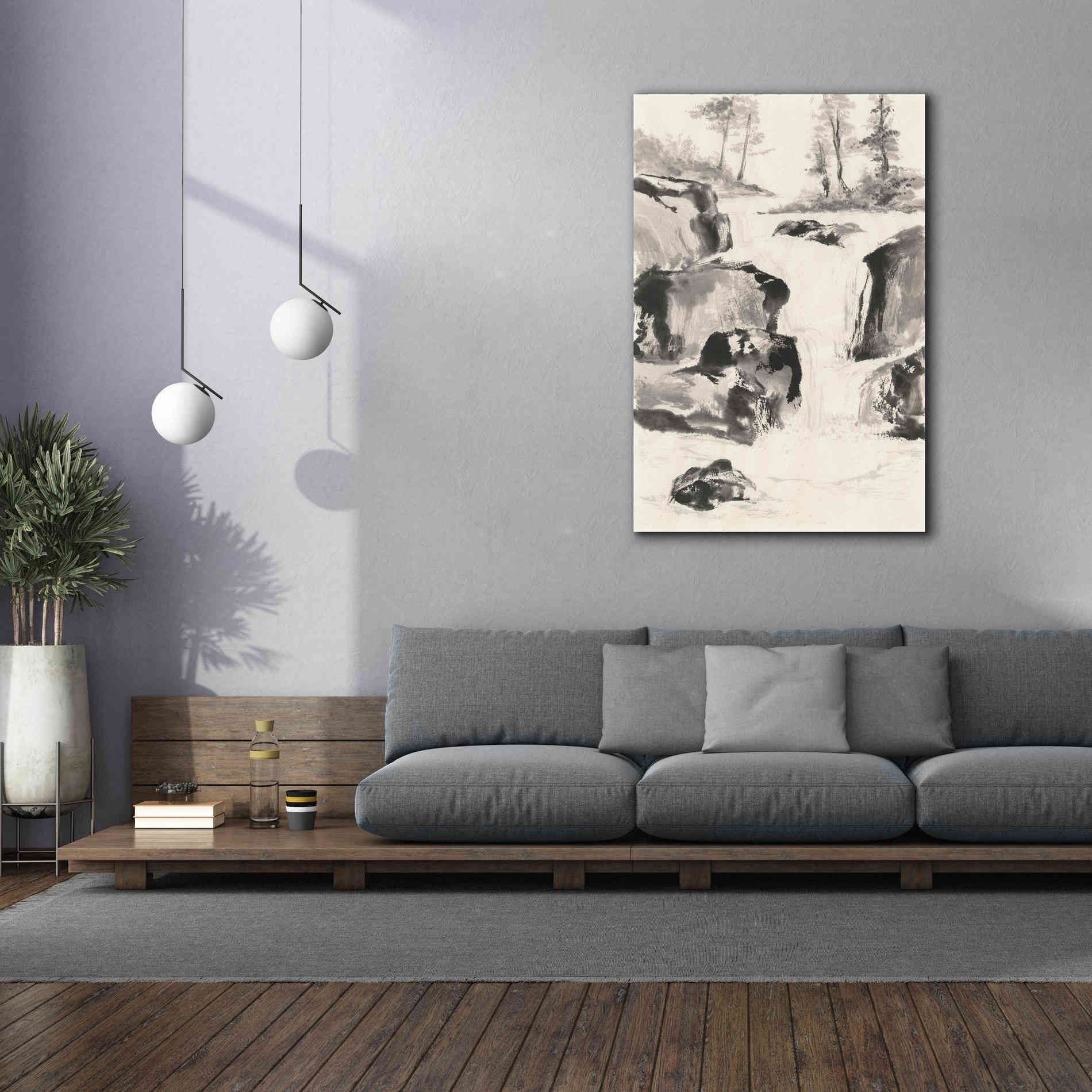 'Sumi Waterfall II' by Chris Paschke, Canvas Wall Art,40 x 60