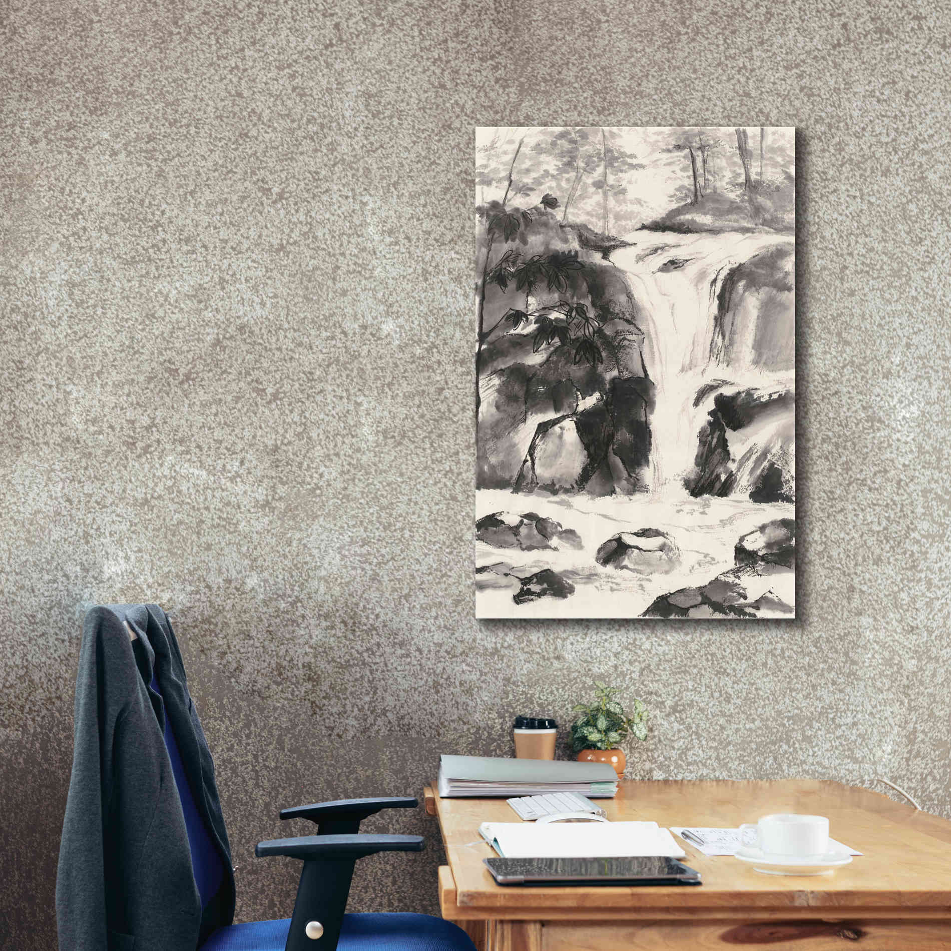 'Sumi Waterfall IV' by Chris Paschke, Canvas Wall Art,26 x 40