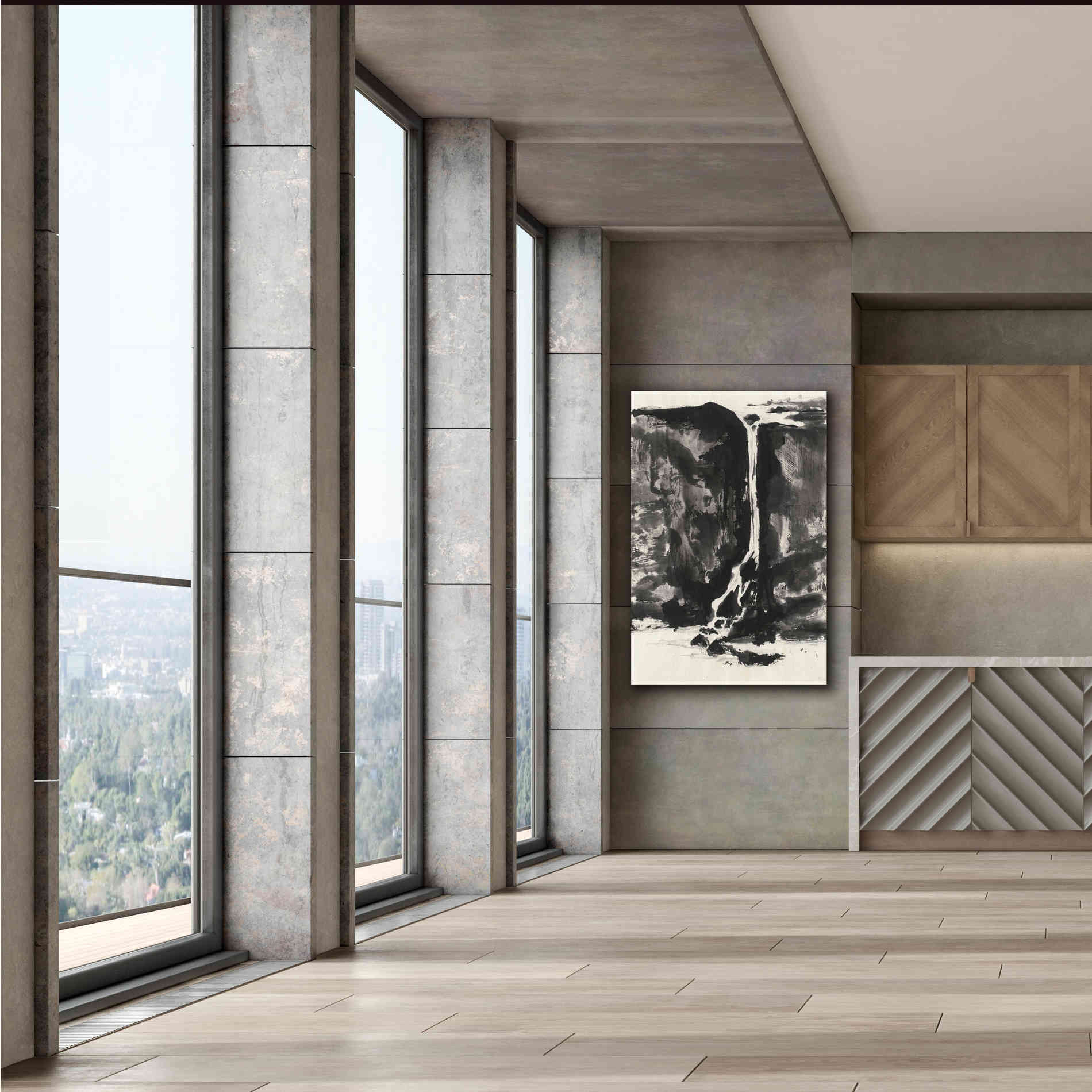 'Sumi Waterfall View II' by Chris Paschke, Canvas Wall Art,40 x 60