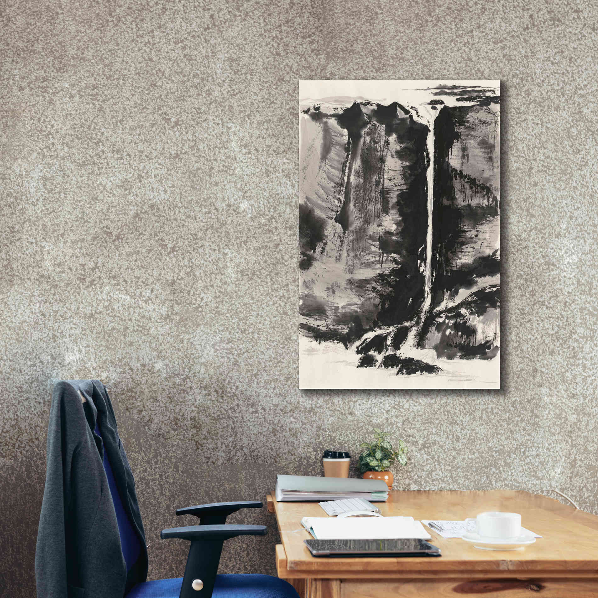 'Sumi Waterfall View III' by Chris Paschke, Canvas Wall Art,26 x 40