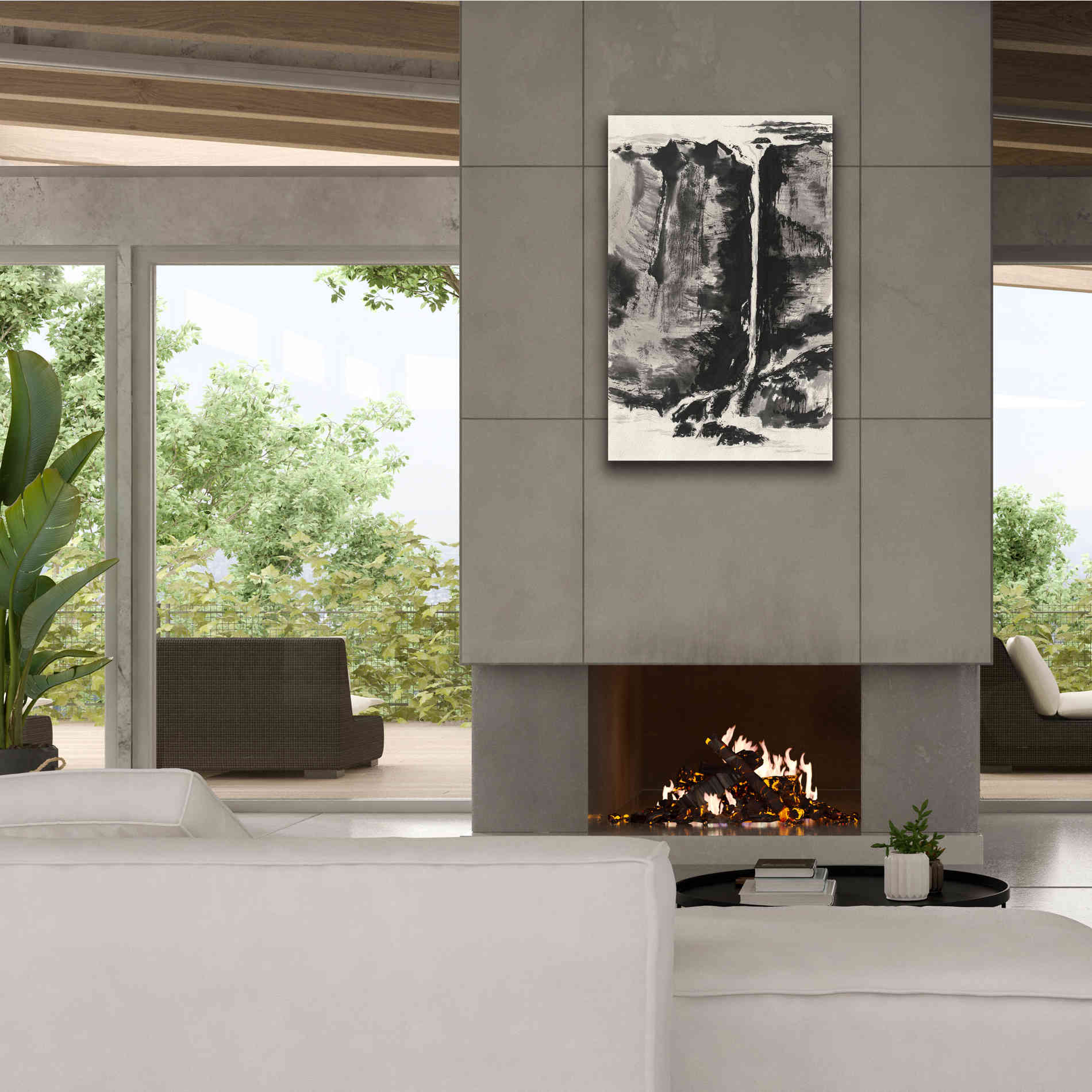 'Sumi Waterfall View III' by Chris Paschke, Canvas Wall Art,26 x 40