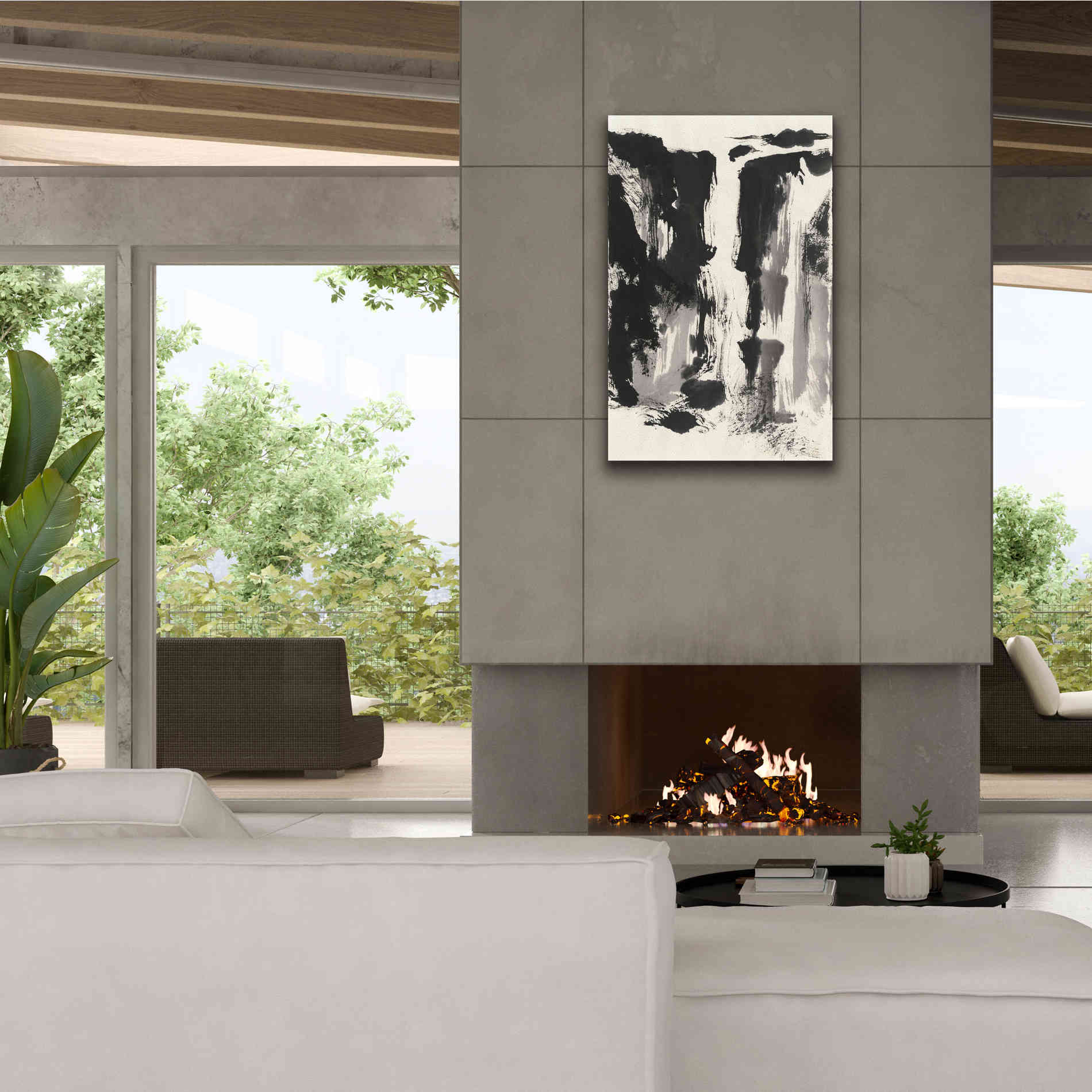 'Sumi Waterfall View IV' by Chris Paschke, Canvas Wall Art,26 x 40