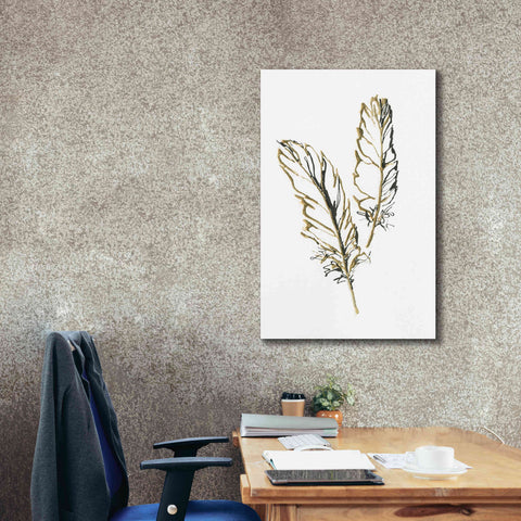 Image of 'Gilded Barn Owl Feather' by Chris Paschke, Canvas Wall Art,26 x 40