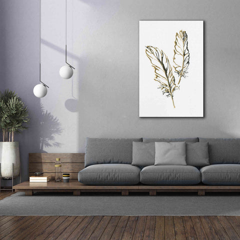 Image of 'Gilded Barn Owl Feather' by Chris Paschke, Canvas Wall Art,40 x 60
