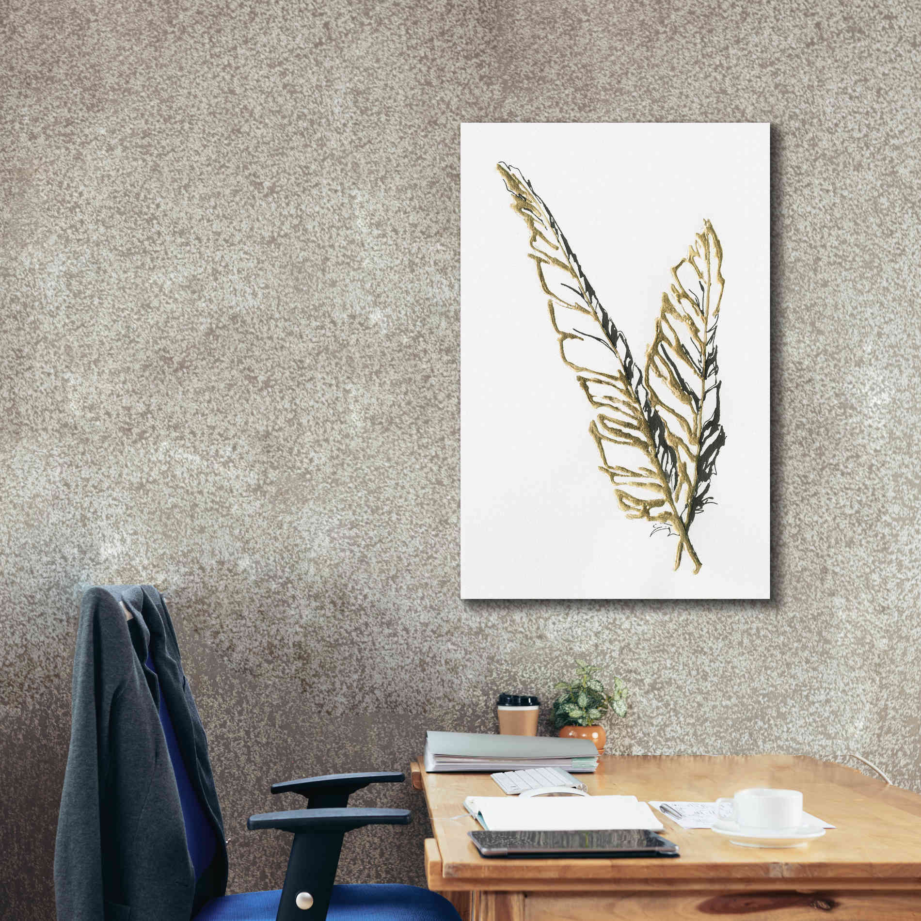 'Gilded Raven Feather' by Chris Paschke, Canvas Wall Art,26 x 40