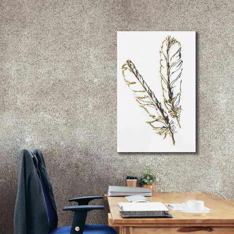 Image of 'Gilded Red Tailed Hawk Feather' by Chris Paschke, Canvas Wall Art,26 x 40