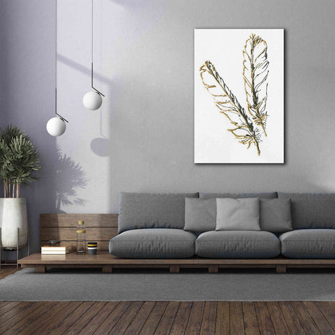 Image of 'Gilded Red Tailed Hawk Feather' by Chris Paschke, Canvas Wall Art,40 x 60