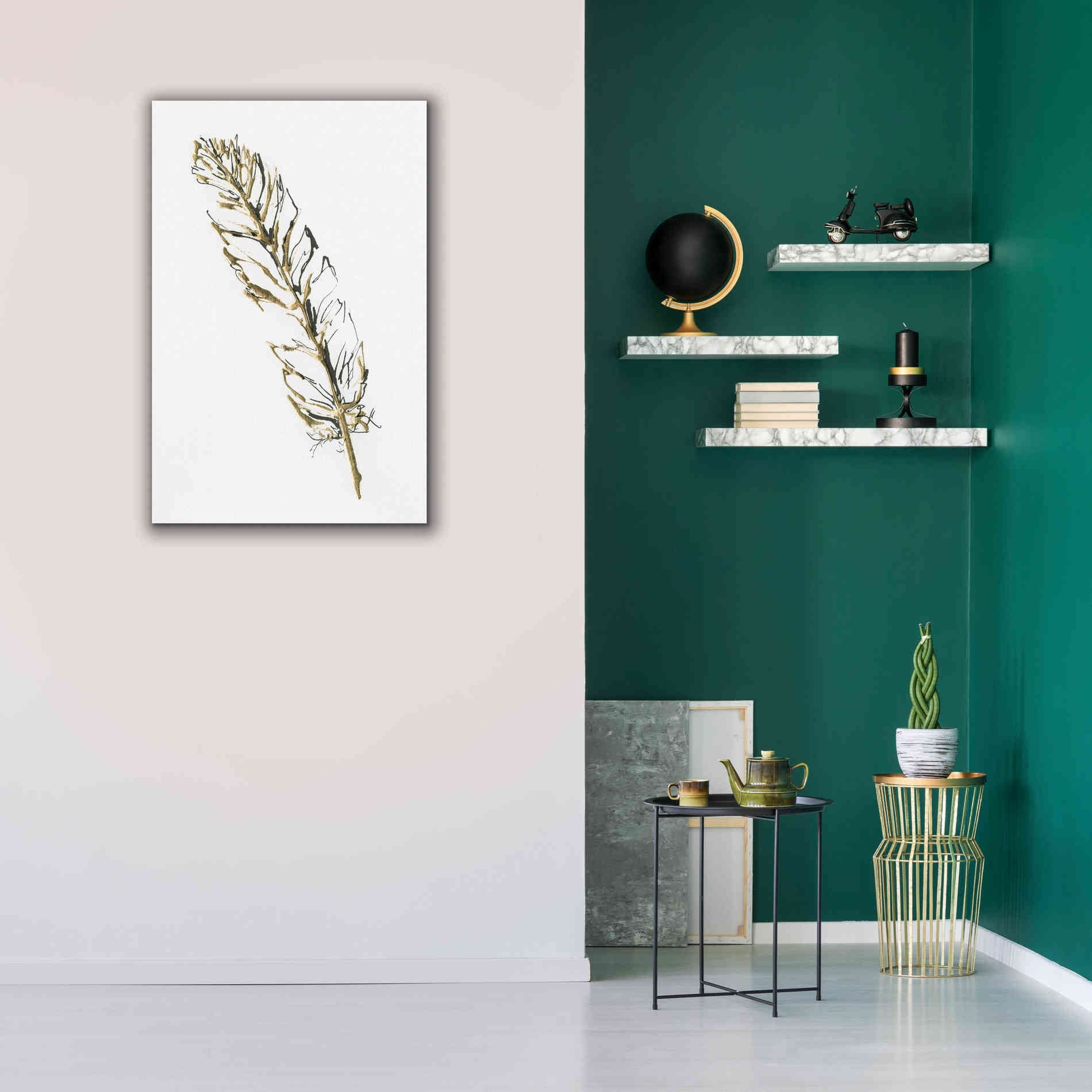 'Gilded Turkey Feather II' by Chris Paschke, Canvas Wall Art,26 x 40