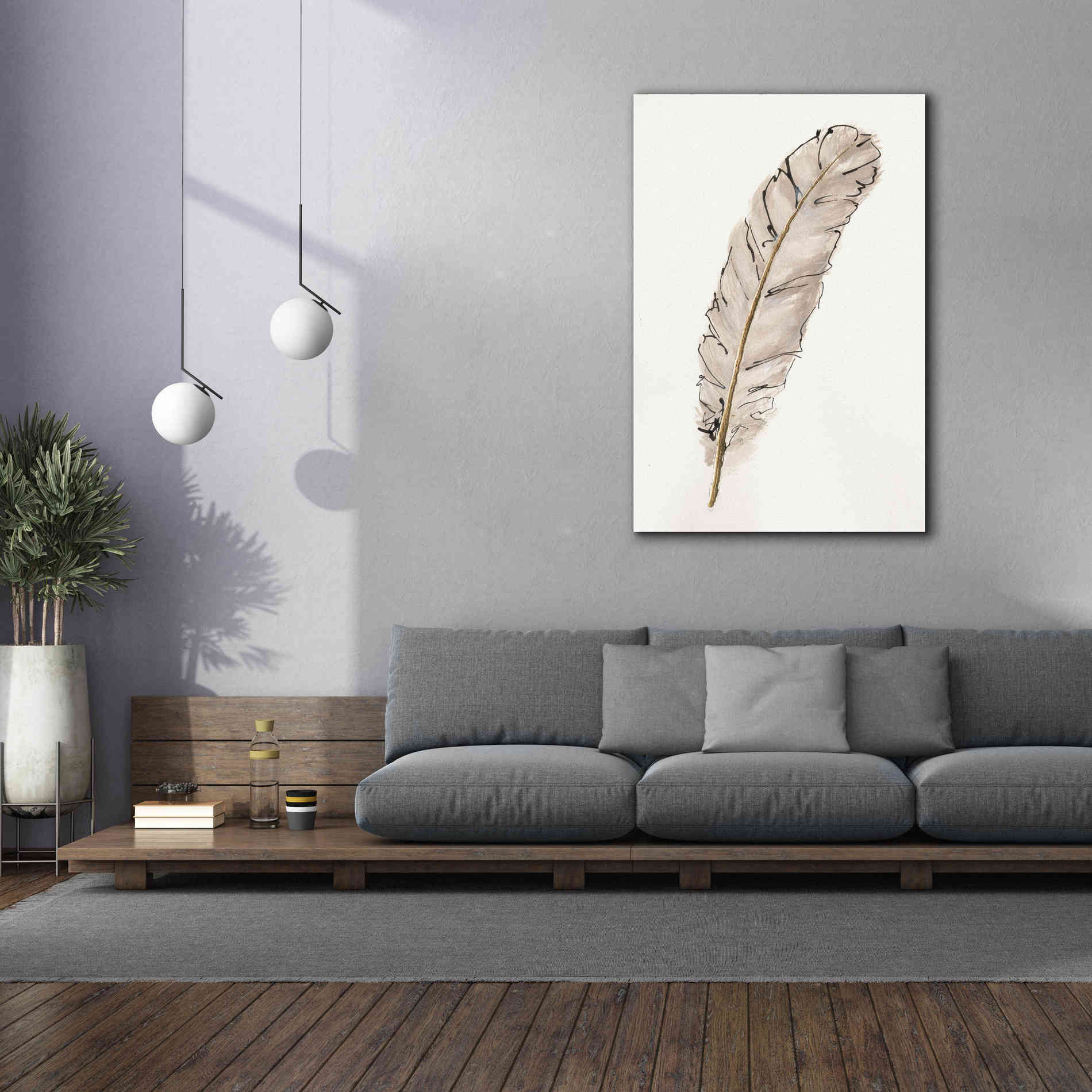 'Gold Feathers IX' by Chris Paschke, Canvas Wall Art,40 x 60