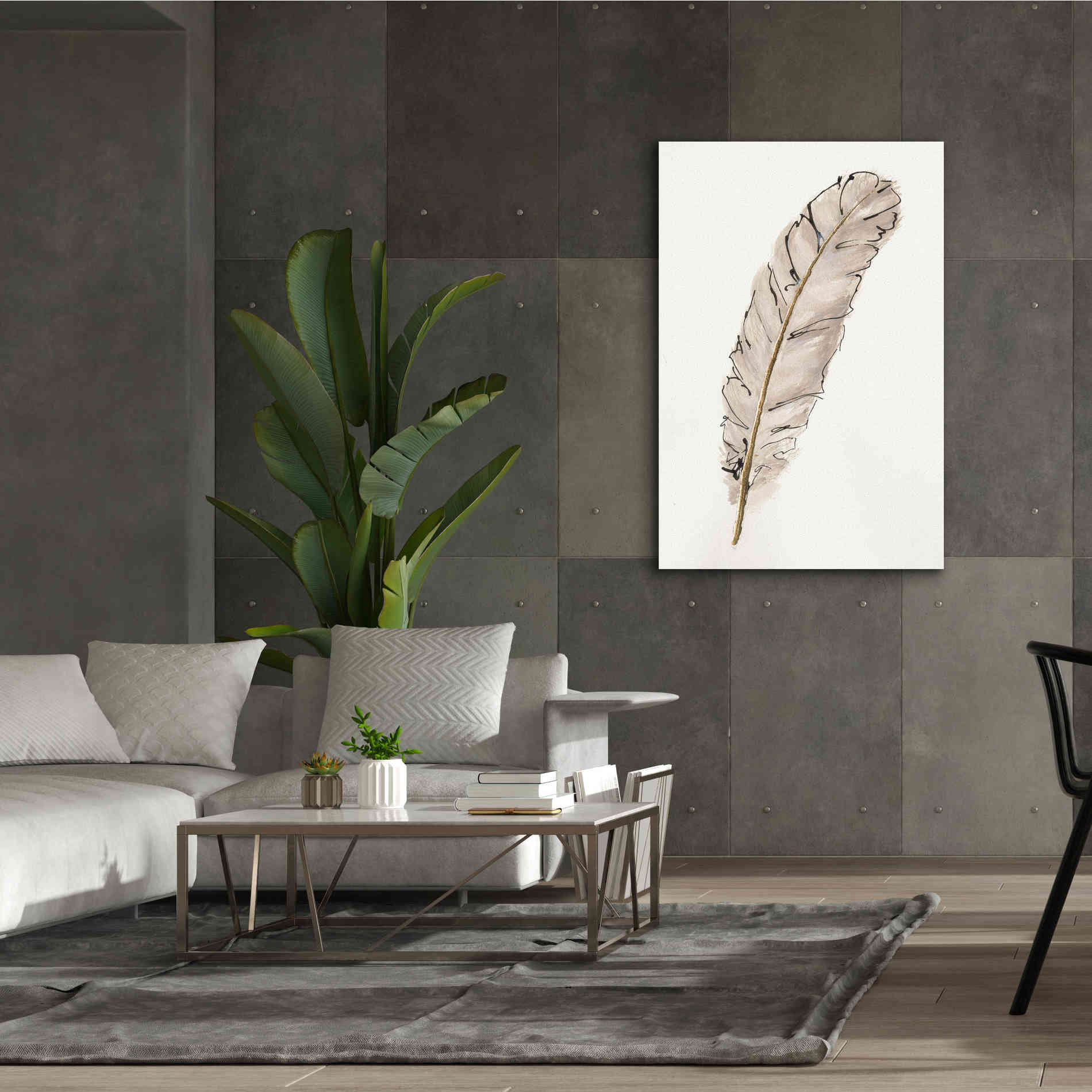 'Gold Feathers IX' by Chris Paschke, Canvas Wall Art,40 x 60