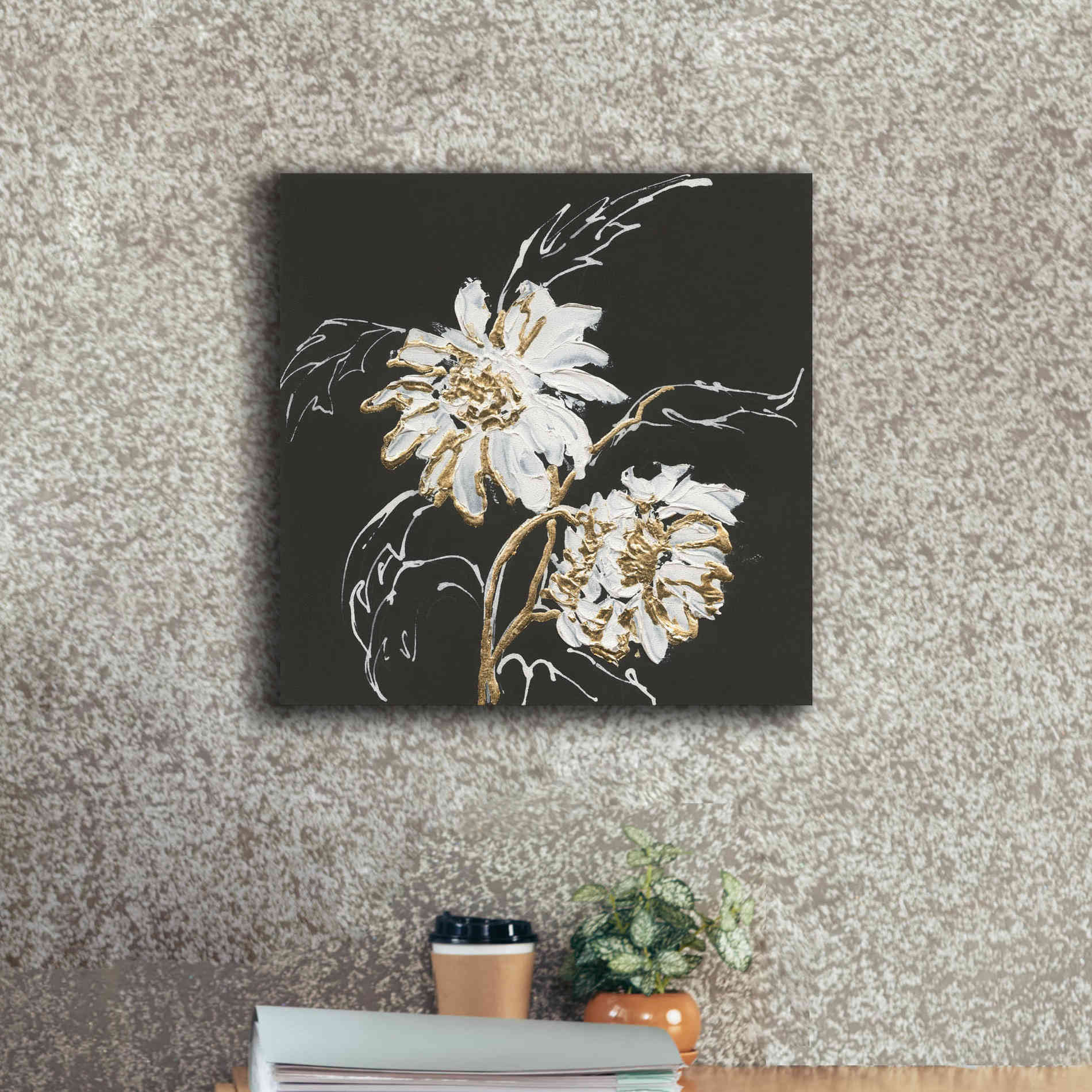 'Gilded Sunflowers' by Chris Paschke, Canvas Wall Art,18 x 18