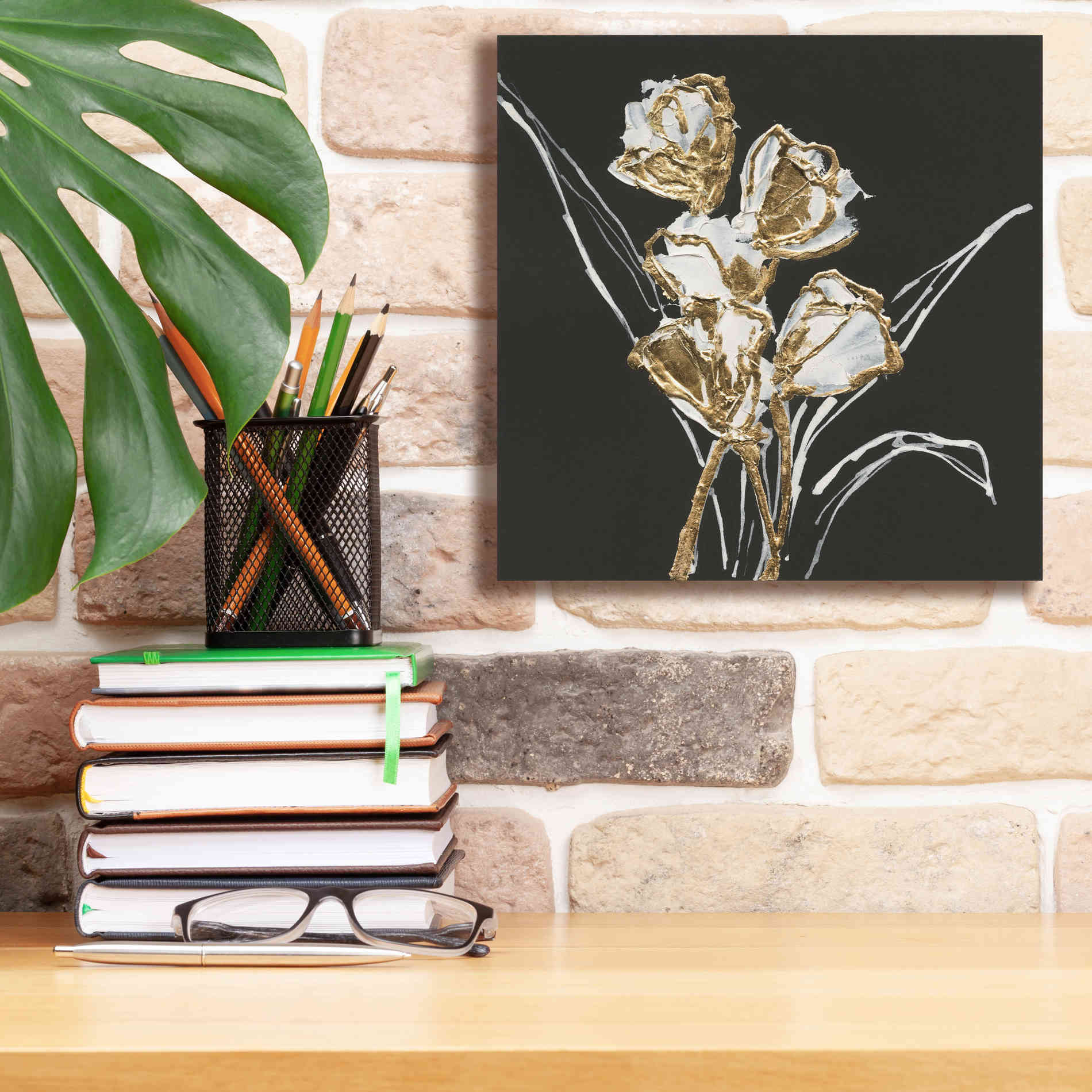'Gilded Tulips' by Chris Paschke, Canvas Wall Art,12 x 12