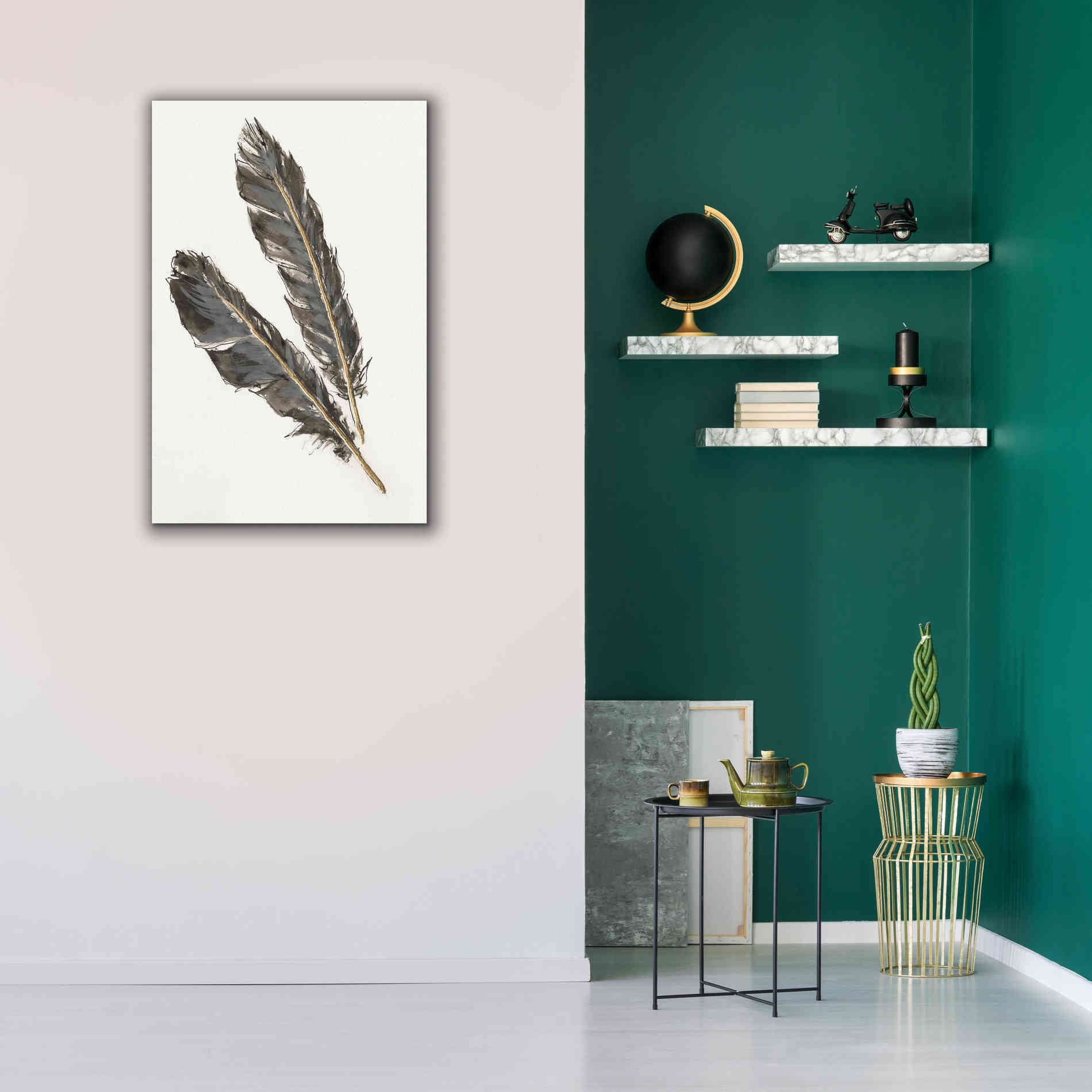 'Gold Feathers III' by Chris Paschke, Canvas Wall Art,26 x 40