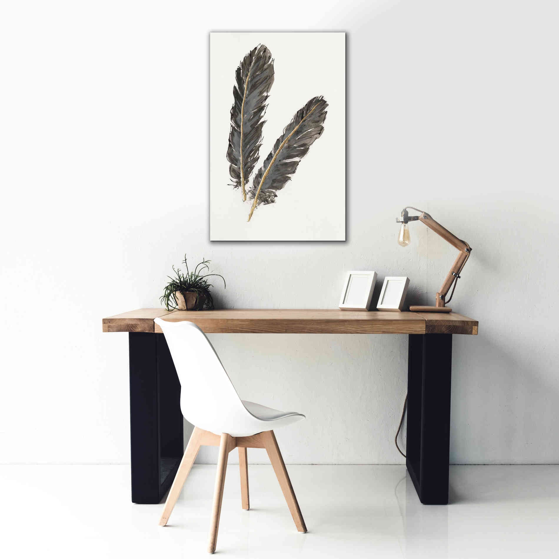 'Gold Feathers IV' by Chris Paschke, Canvas Wall Art,26 x 40