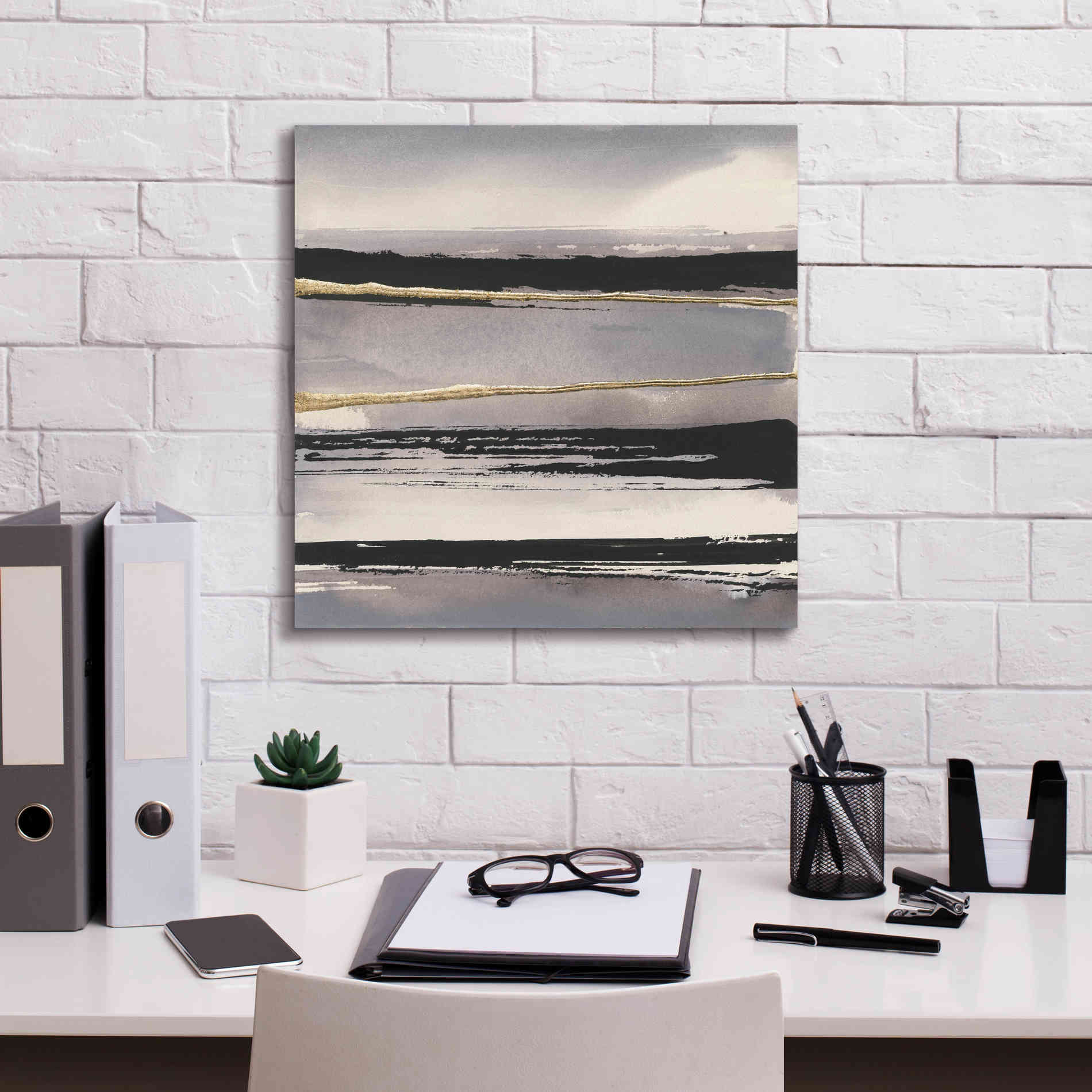 'Gilded Grey I' by Chris Paschke, Canvas Wall Art,18 x 18