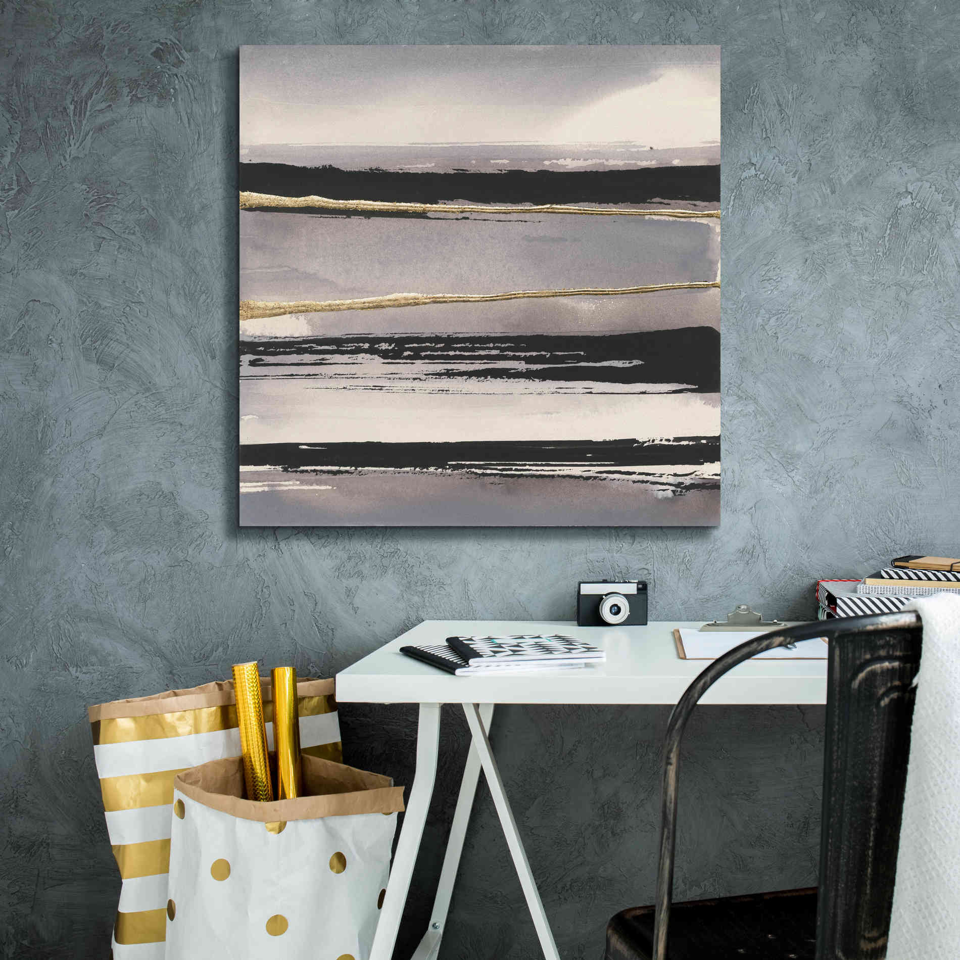 'Gilded Grey I' by Chris Paschke, Canvas Wall Art,26 x 26