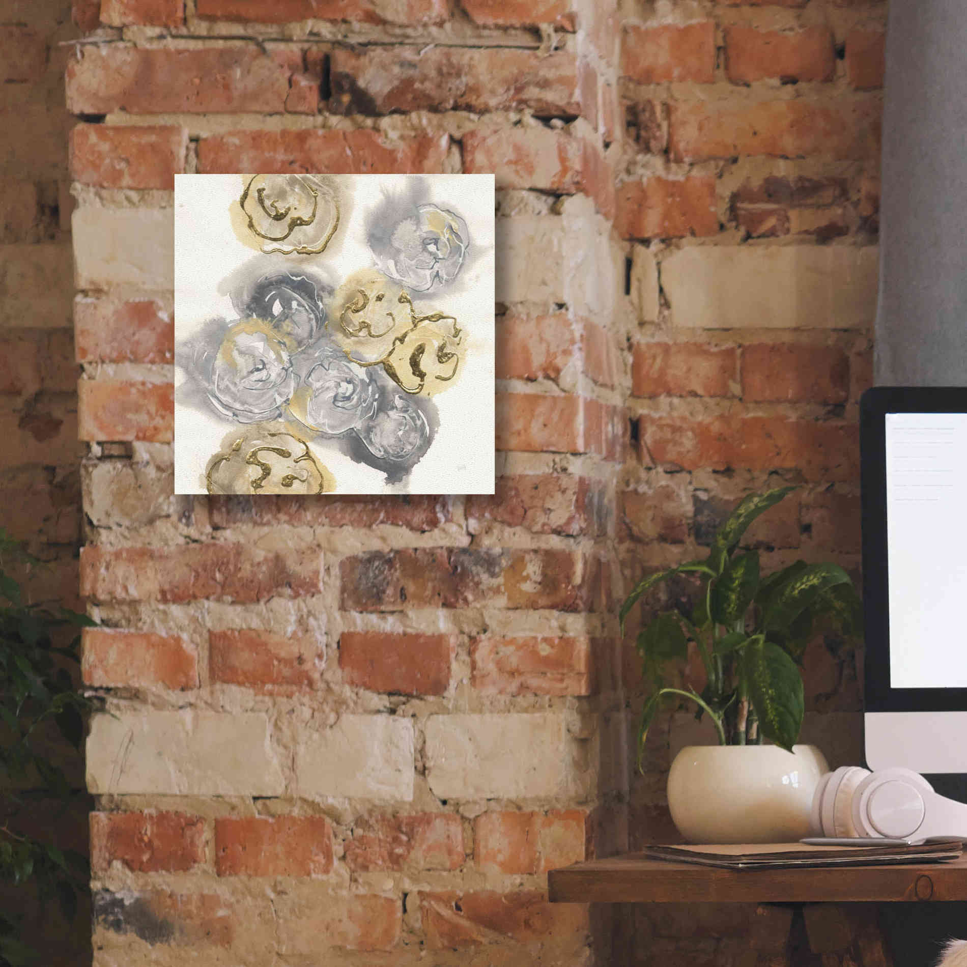 'Gold Edged Neutral I' by Chris Paschke, Canvas Wall Art,12 x 12