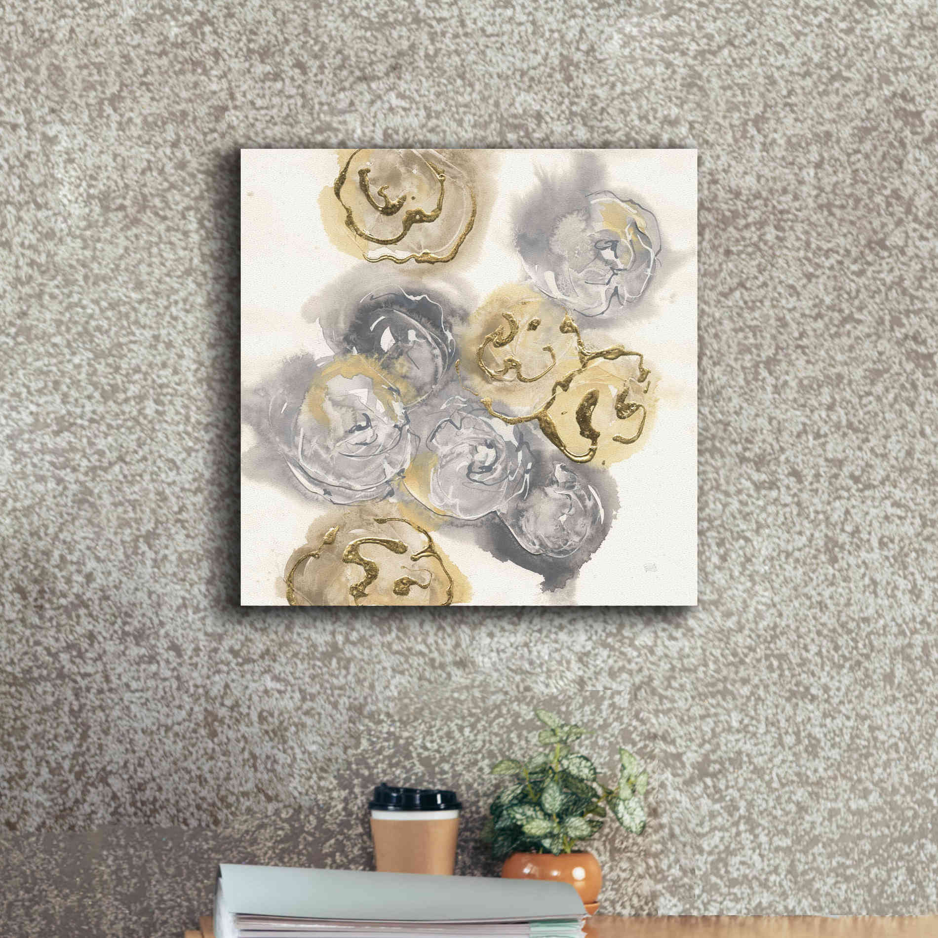 'Gold Edged Neutral I' by Chris Paschke, Canvas Wall Art,18 x 18