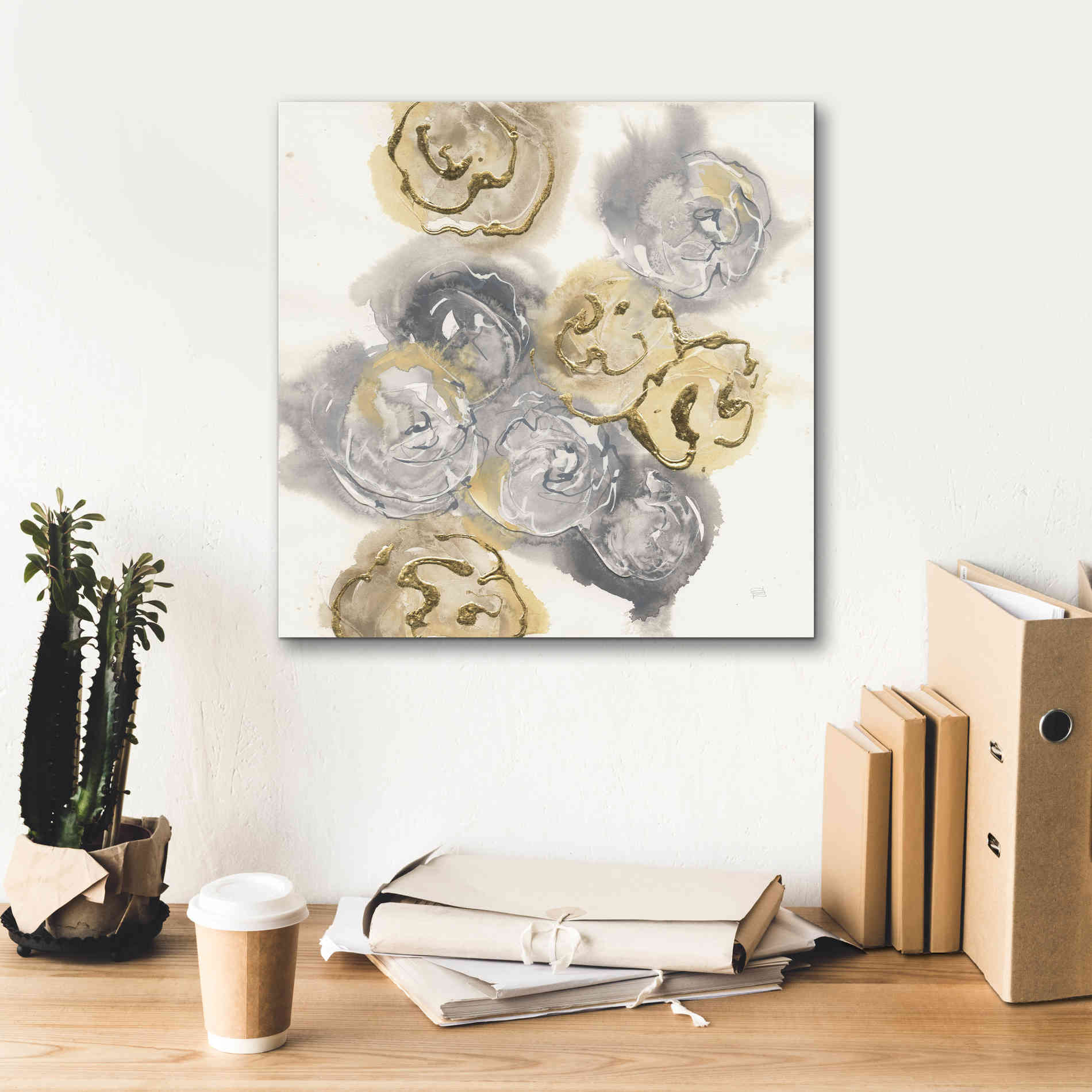 'Gold Edged Neutral I' by Chris Paschke, Canvas Wall Art,18 x 18