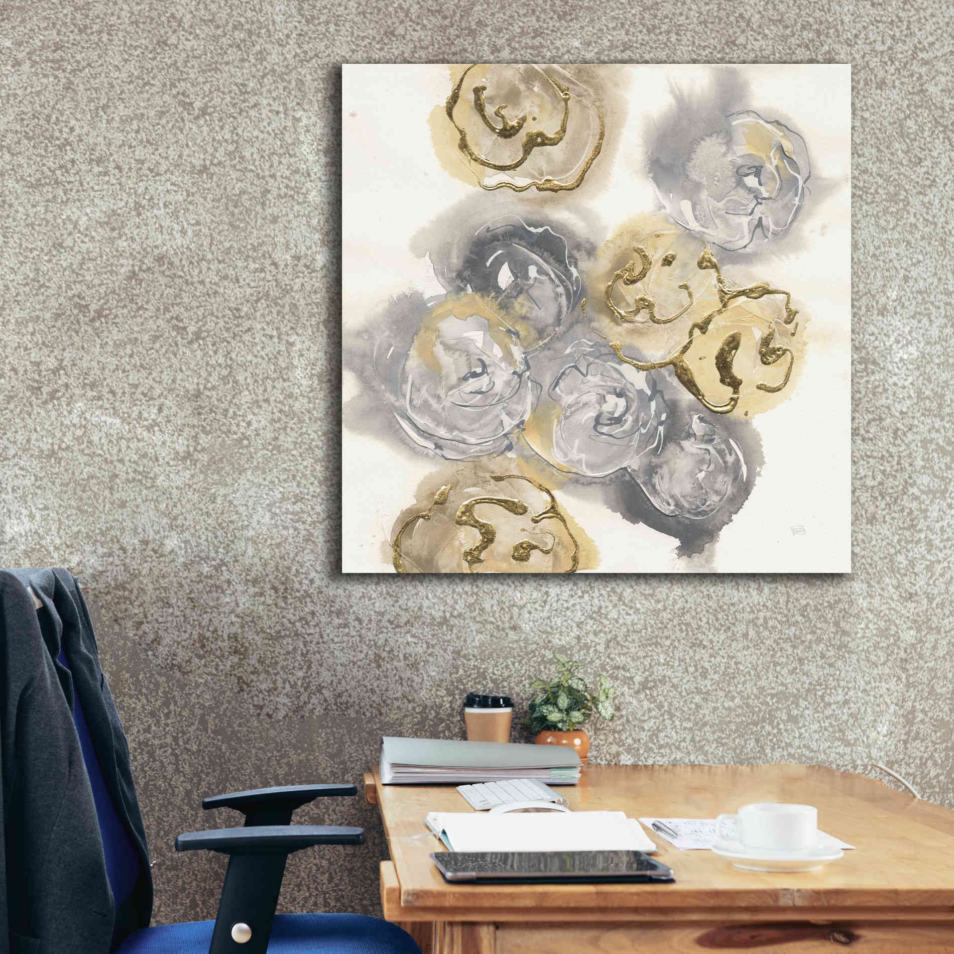 'Gold Edged Neutral I' by Chris Paschke, Canvas Wall Art,37 x 37