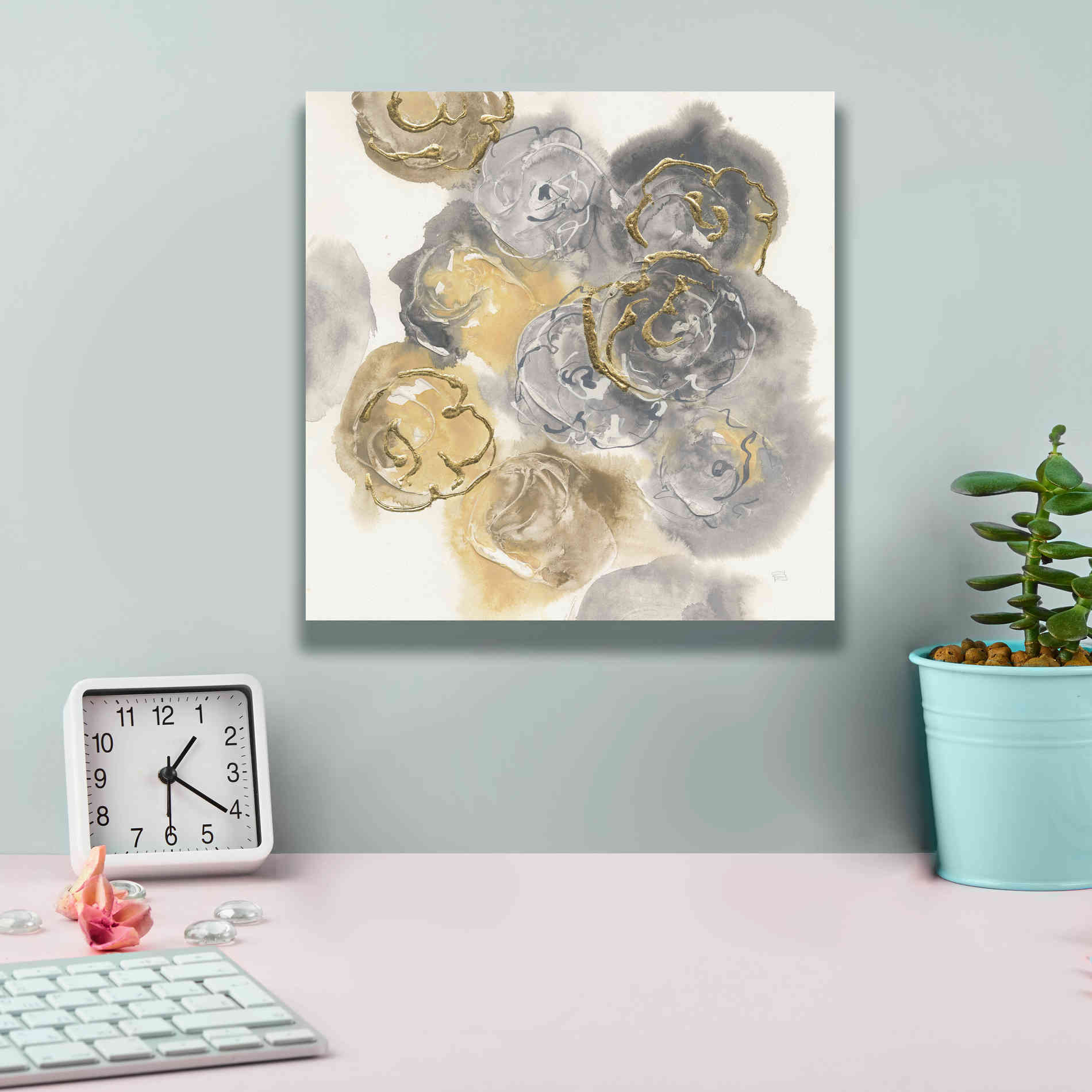 'Gold Edged Neutral II' by Chris Paschke, Canvas Wall Art,12 x 12